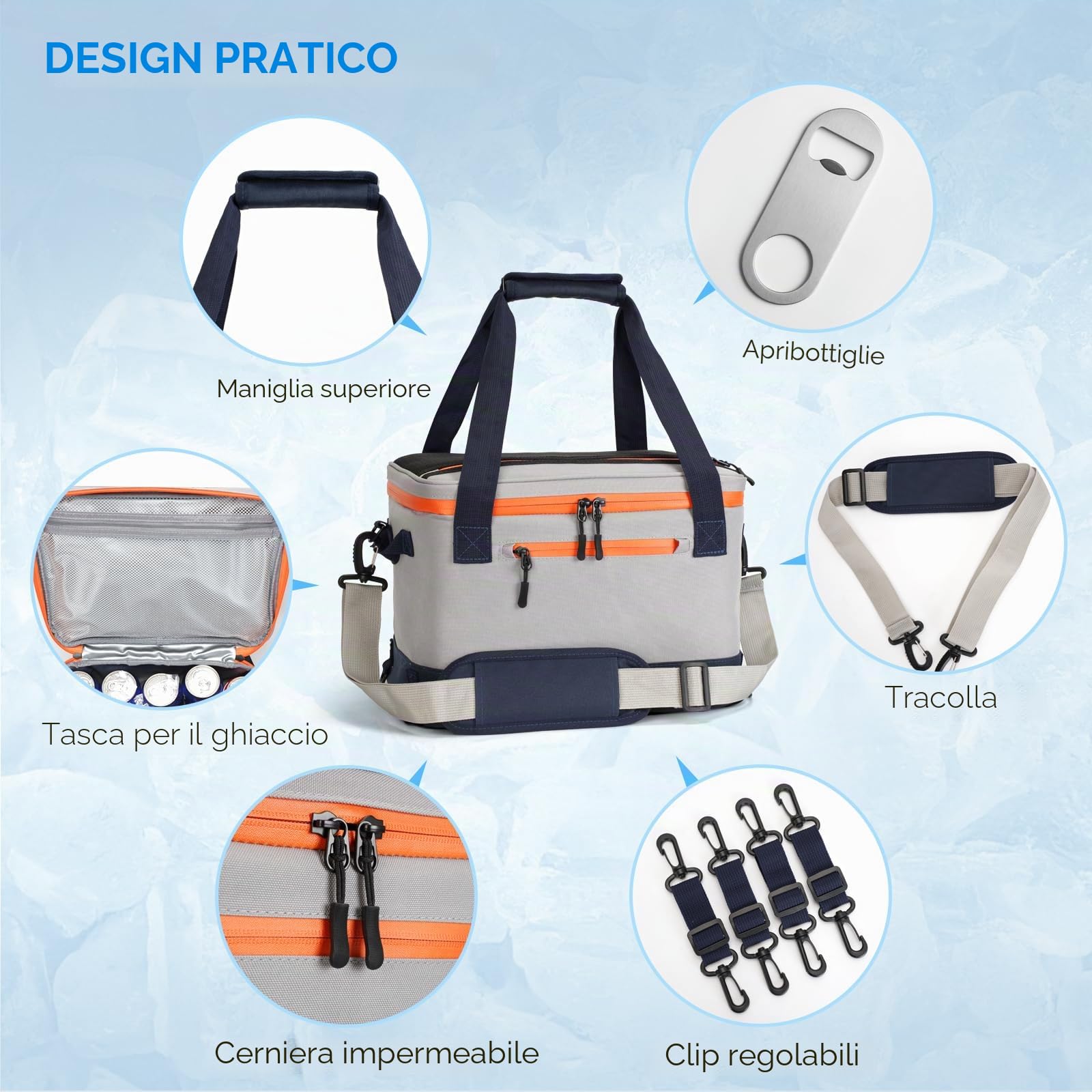 Paddle Board Cooler 33 lattine grande SUP Cooler Paddle Board Accessori, a prova di perdite, Kayak Cooler Bag Camping Cooler per picnic, lavoro, gite di un giorno, apribottiglie incluso