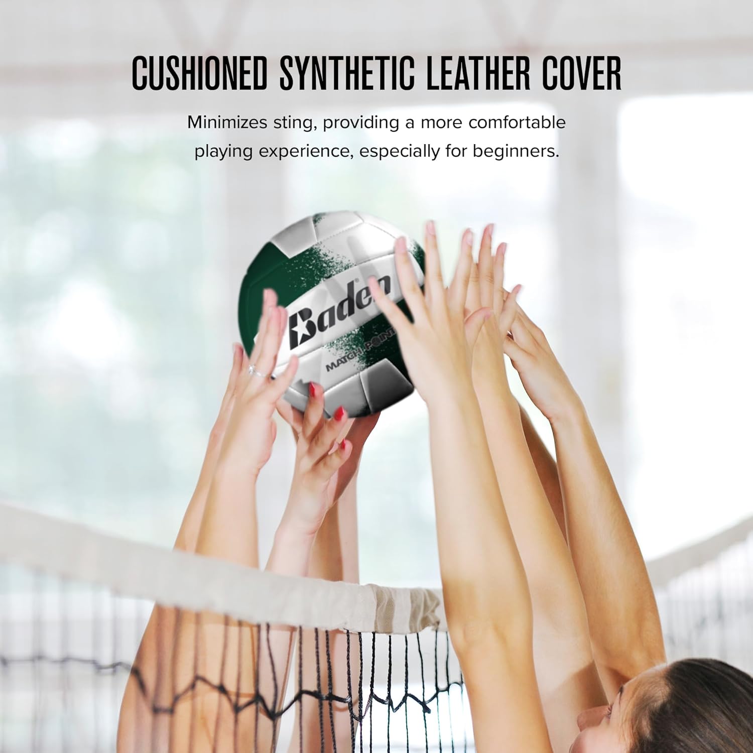 Baden Match Point Cushioned Synthetic LeatherOutdoor Recreation Backyard Volleyball + College Camp Ball All Ages Official Size 5 - Image 5