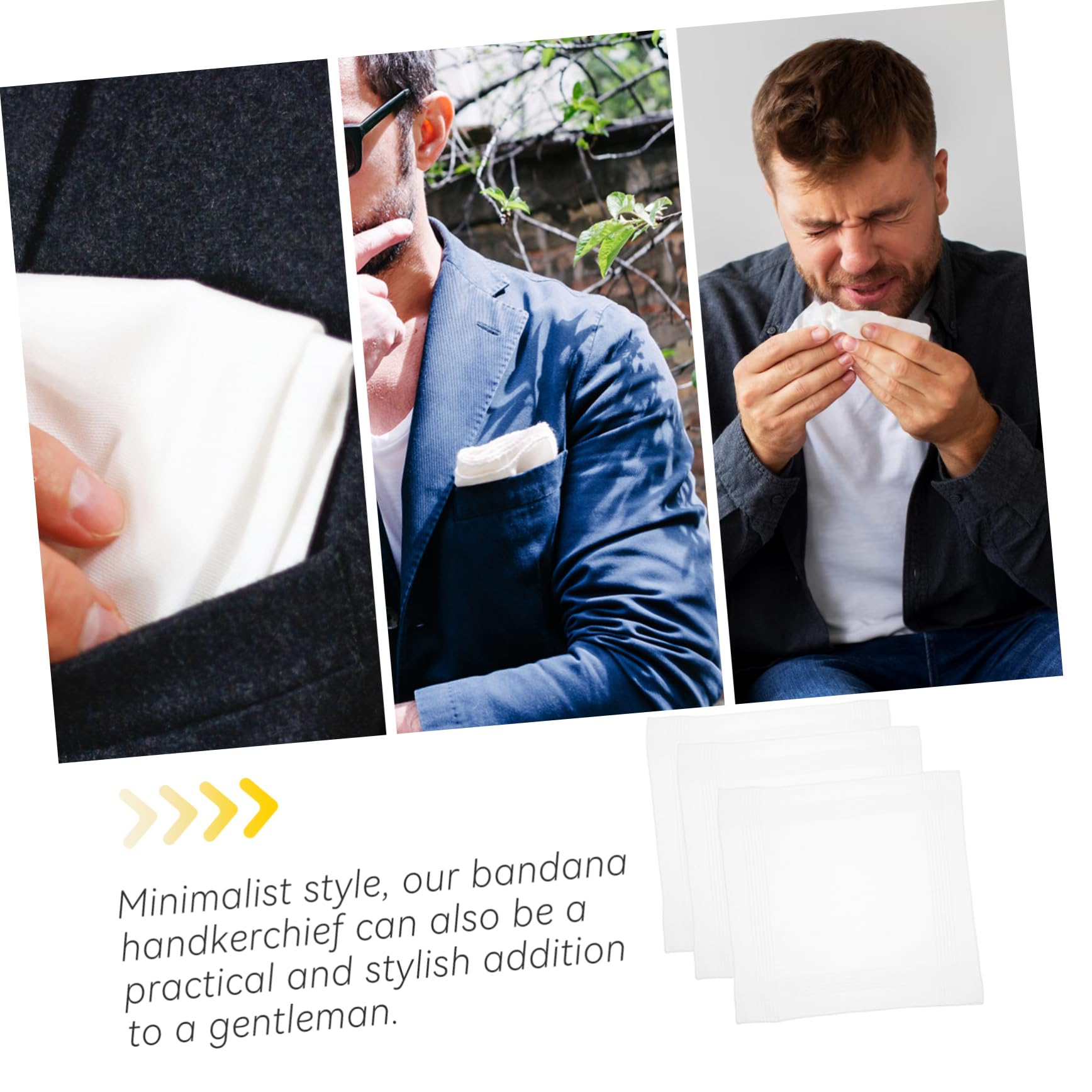 COLLBATH Fashionable Bandana Handkerchiefs 3 Pack Men's Cotton Bandanas Women's Large Bandanas