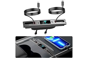 2021 Tesla Model 3/Y Multi Port USB Car Charger with Retractable Cable and Tesla Logo