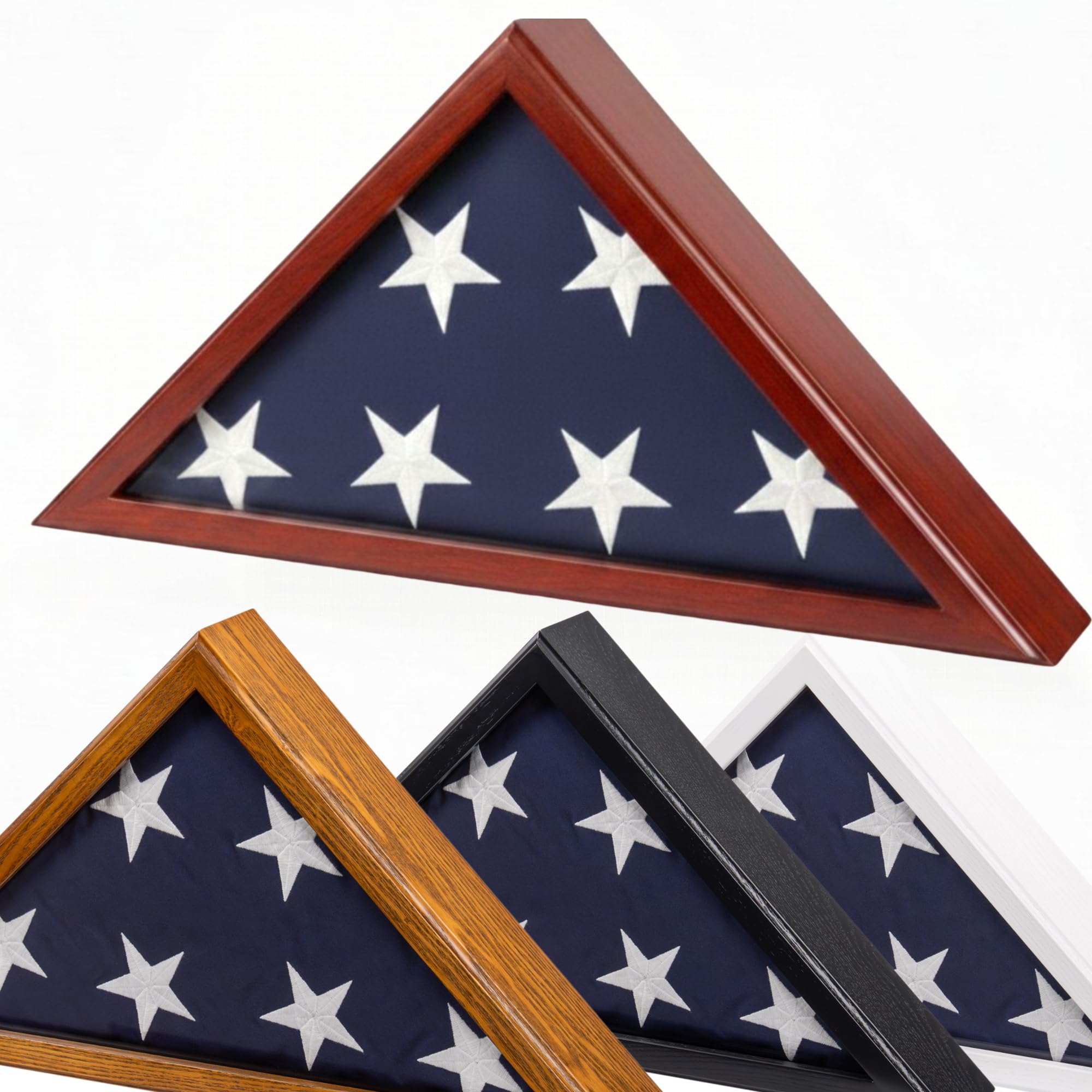 glass front flag display case for burial flag - wall mounted 9.5 x 5 feet flag box for american veteran flag and folded flag display - ideal for honoring military service (mahogany)