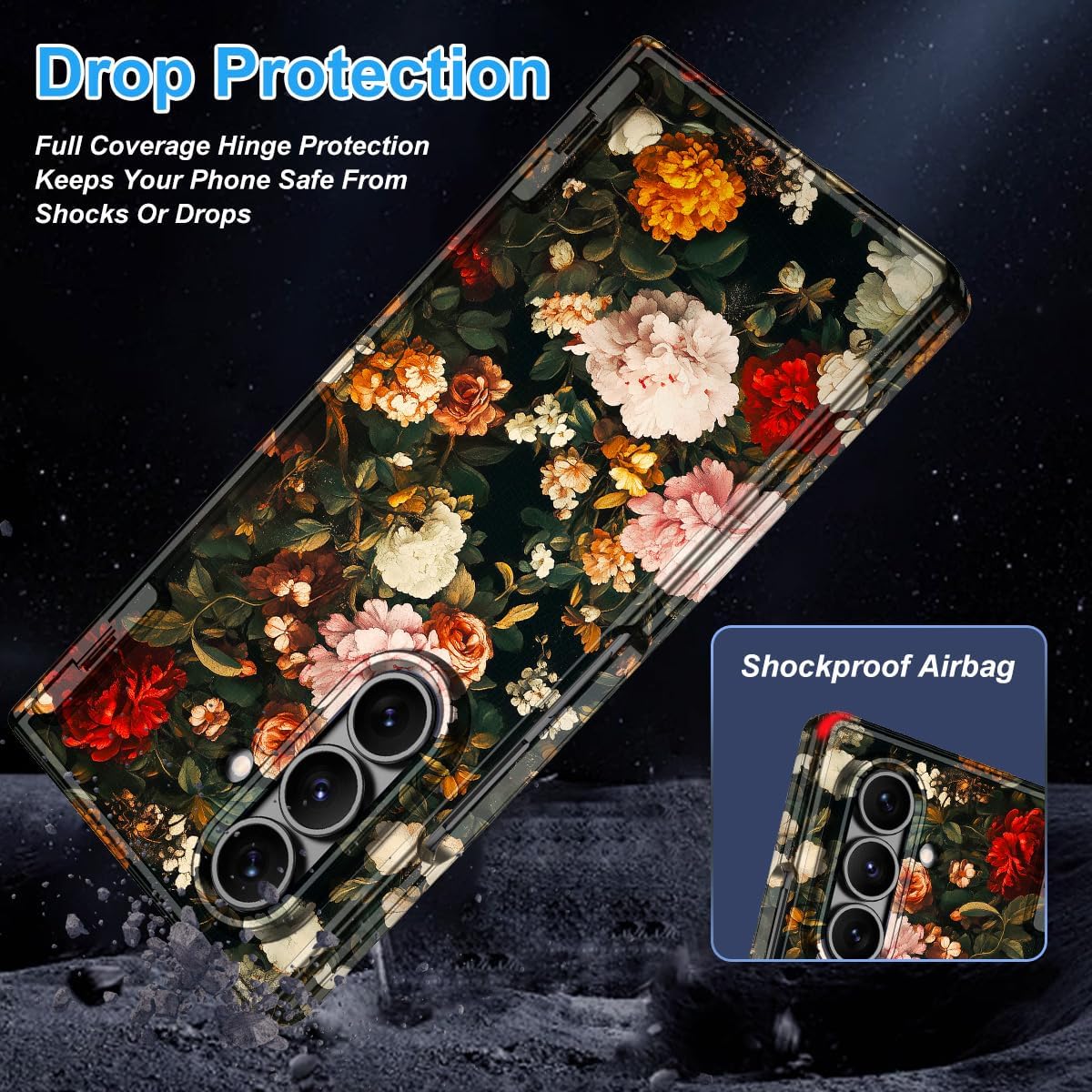 Hekodonk for Galaxy Z Fold 7 Case,[Compatible with MagSafe][Built-in Screen Protector][Hinge Protection],Magnetic Slim Shockproof Women Girls Case for Samsung Galaxy Z Fold 7,Flower - Image 5