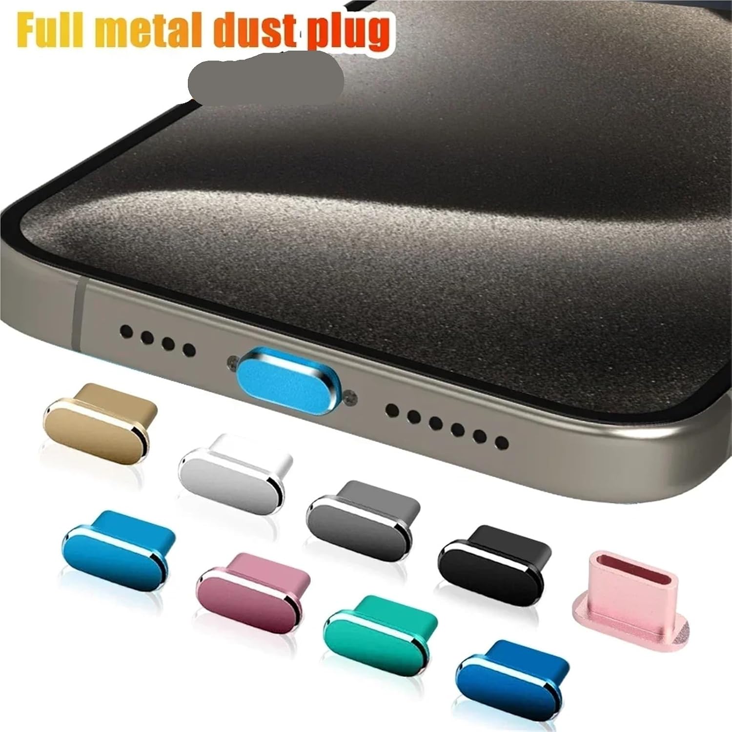 USB Port Cover caps 30PCS USB C Type-C Dust Plugs - Metal Charging Port Protectors for Mobile Devices