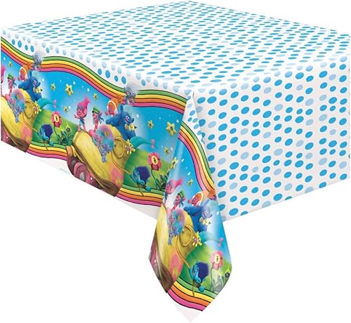 Unique Trolls Rainbow - Mantel rectangular de plástico, 54 x 84 pulgadas, multicolor