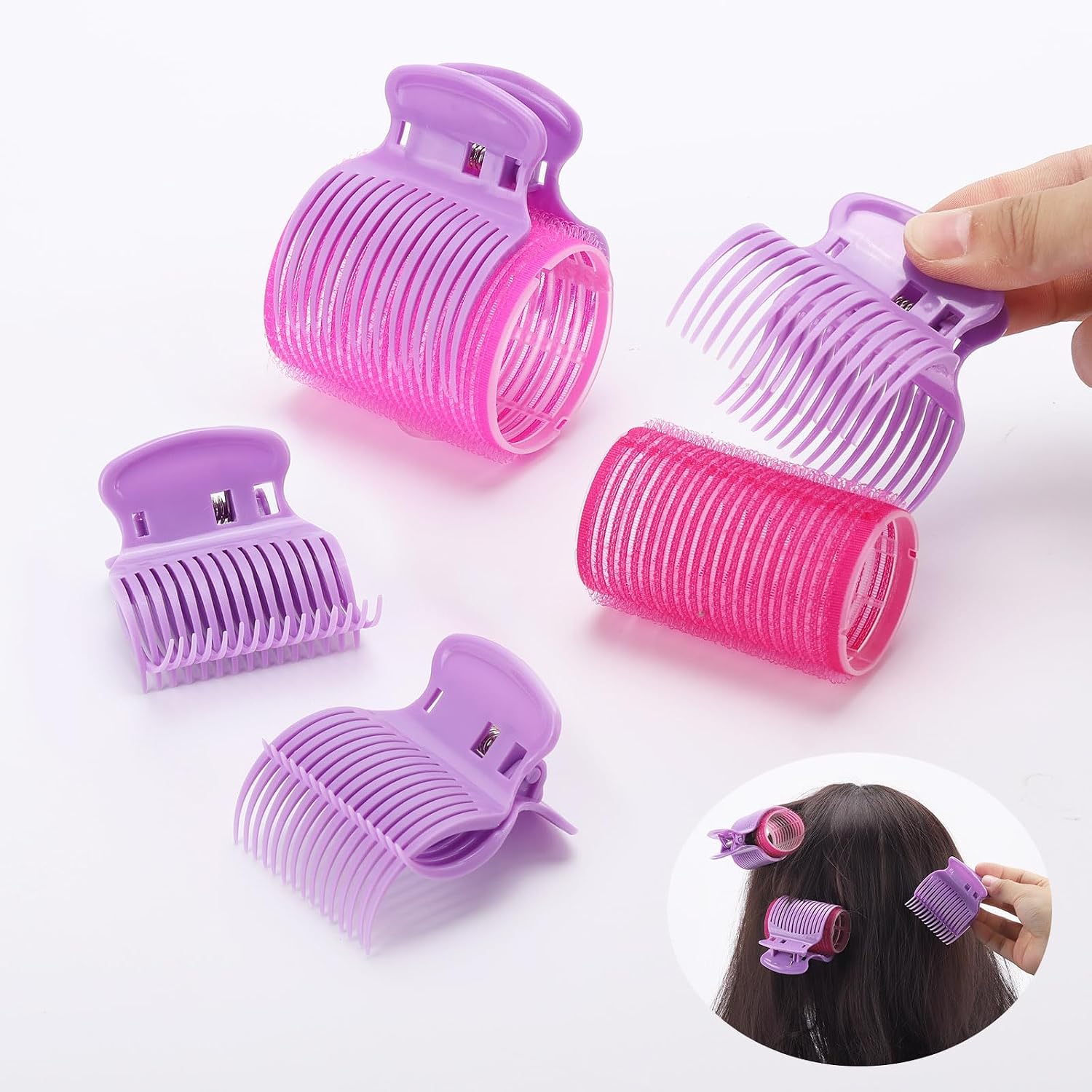 Tbestmax 24 Hot Roller Clips for Hair Curler Claw Clip Replacement Hair Section Styling for Women Girls Purple