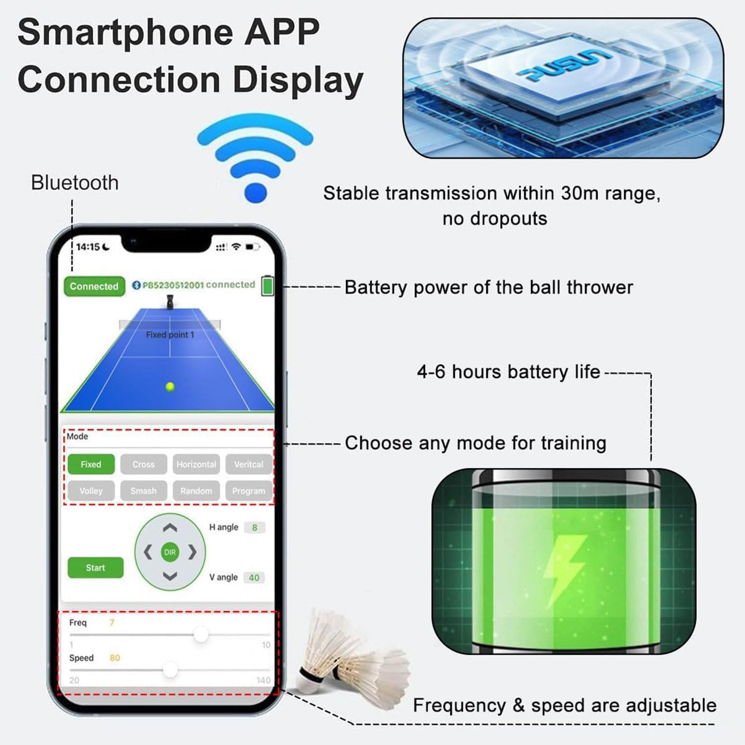 Adjustable Portable Badminton Launcher Machine, Smart Shuttlecock Feeder for Beginners & Pros, Ideal Badminton Serving Tool for Practice & Training