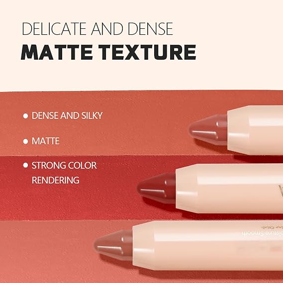 Ultra Matte Crayon Lipstick for Women, Waterproof Moisturizing Creamy Lipstick Pen Long Lasting Full Lip Liner,Smooth Long Wear Lip Color Velvet Lip Gloss,Sexy Non-Stick Red Lip Tint (#01)