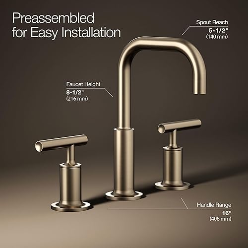 Miniatura 118 de KOHLER K-14406-3-2MB Purist - Grifo de lavabo de baño con asas de cruz baja, latón cepillado vibrante Latón cepillado vibrante.,Vibrant Brushed