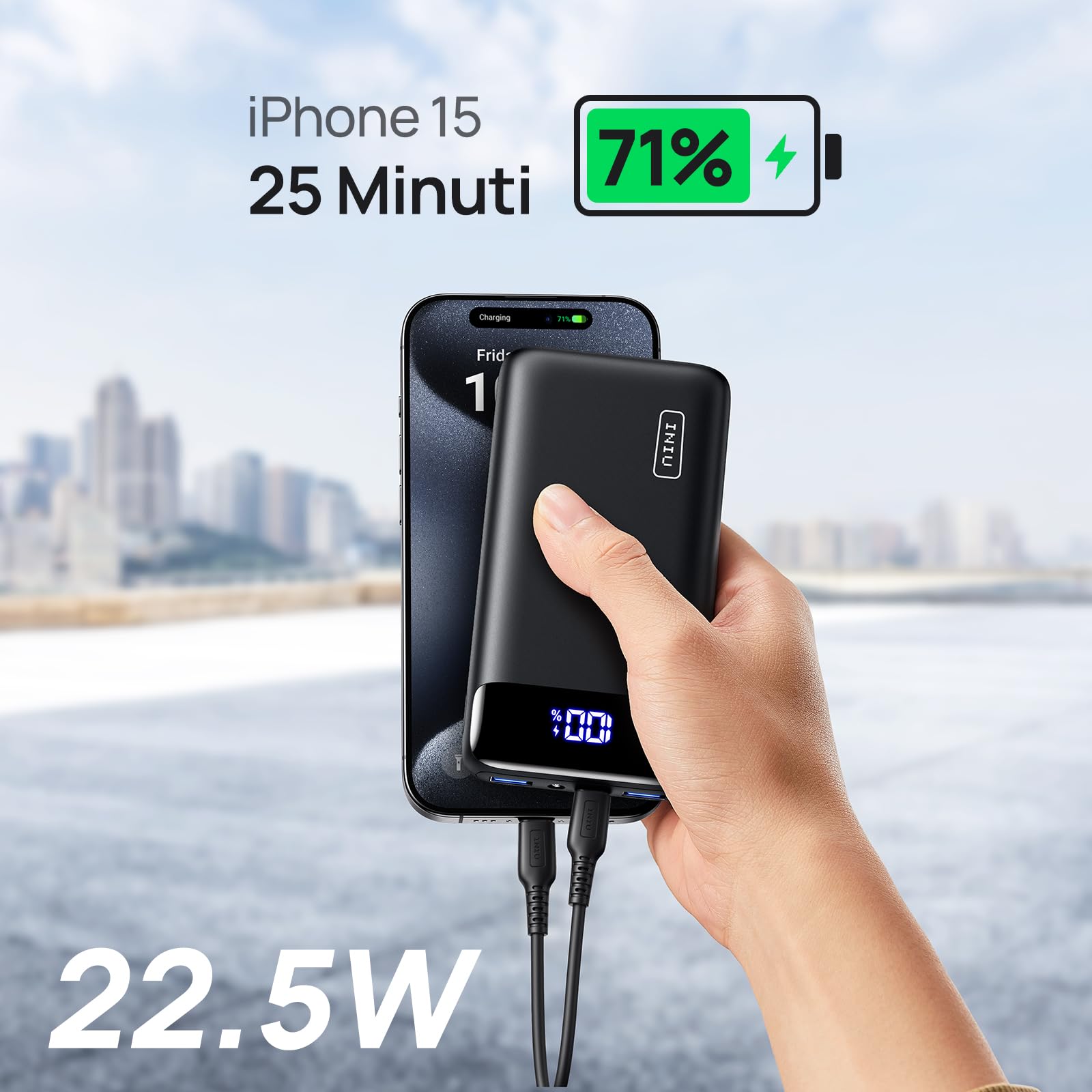 INIU Batterie Externe, 22.5W 20000mAh Power Bank Charge Rapide, Batterie Portable USB C Input & Output PD3.0 QC4.0 Power Bank Compatible avec iPhone 15 14 13 12 Pro Max Mini Plus Samsung iPad etc