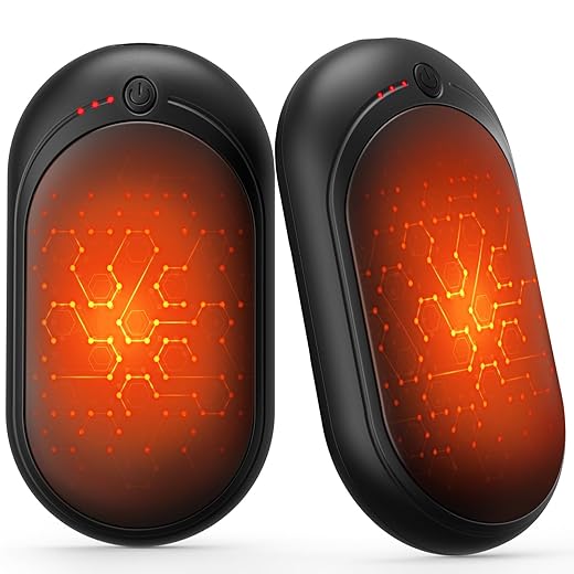 Hand Warmers Rechargeable, KNIFOD 2 Pack 6000mAh Portable Electric Handwarmers, Reusable USB Pocket Heater Great for Raynauds, Hunting, Golf, Camping, Christmas Outdoor, Women Mens Warm Gifts