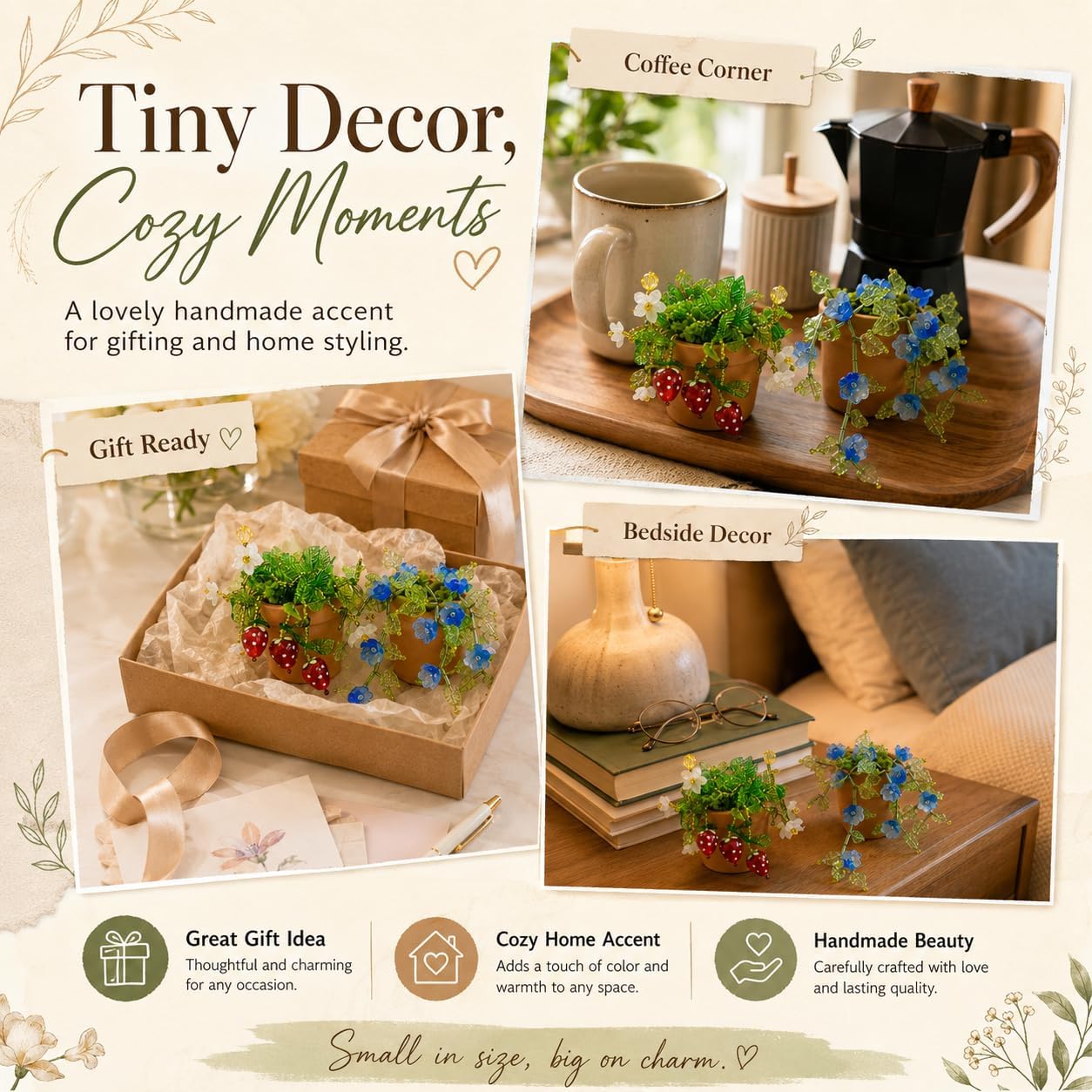 ZHXiLiaan DIY Beaded Plant Kit，Forever Plant Kit Magnets for Fridge