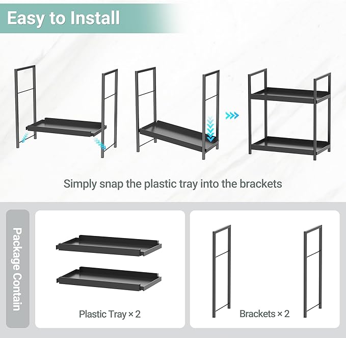 Organizador de Baño para Encimera, Estante de 2 Niveles Negro miniatura 4