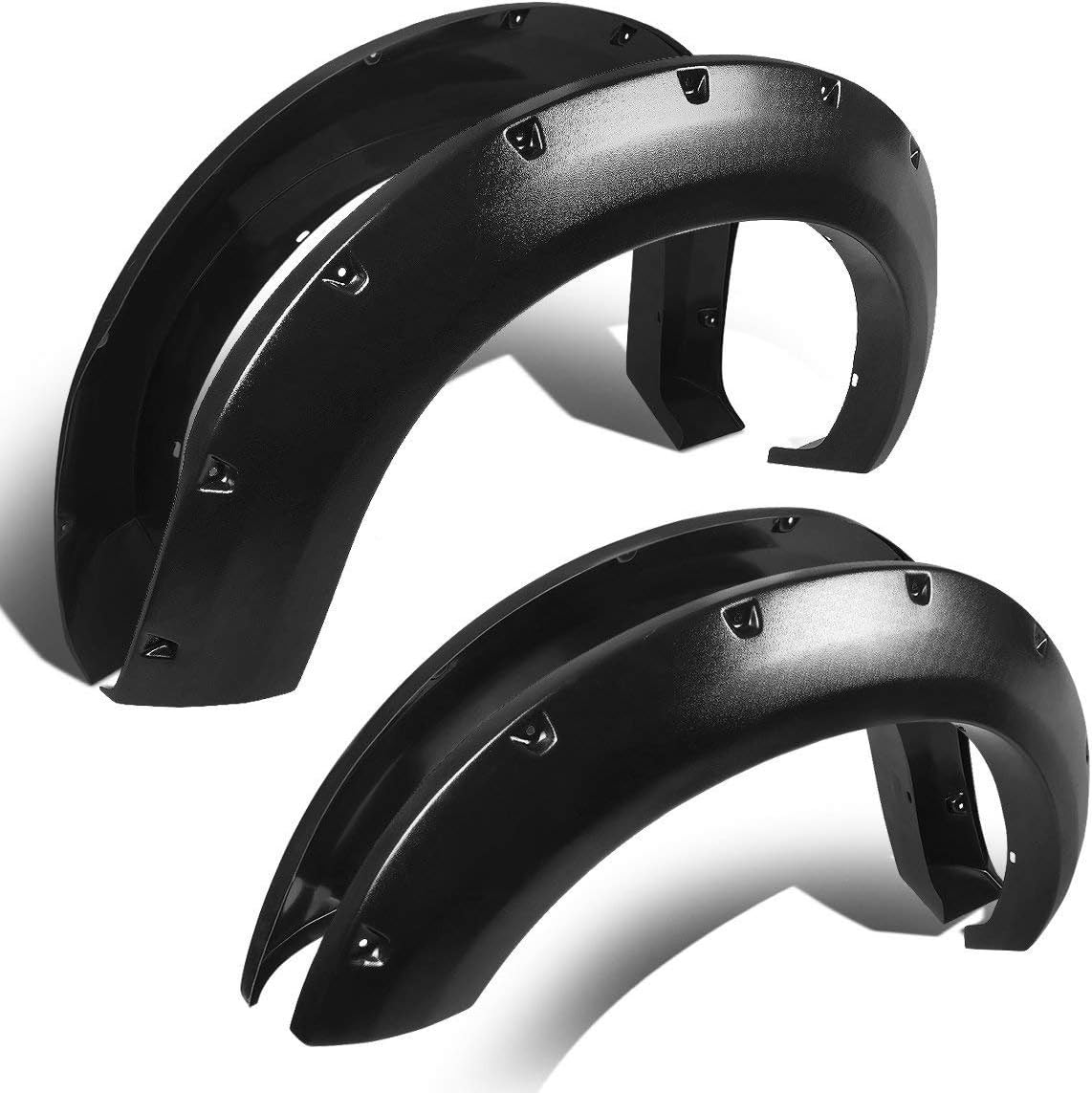 Black Horse Textured FENDER FLARES Black Compatible with 2014-2015 GMC Sierra 1500-FF-GMSIET