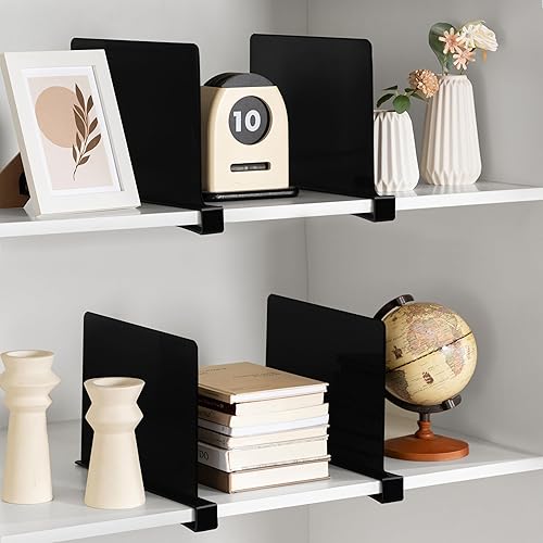 Miniatura 7 de HBlife Paquete de 8 separadores de estantes negros, organizador vertical de bolso para armario, perfecto para suéteres, camisas, bolsos en el