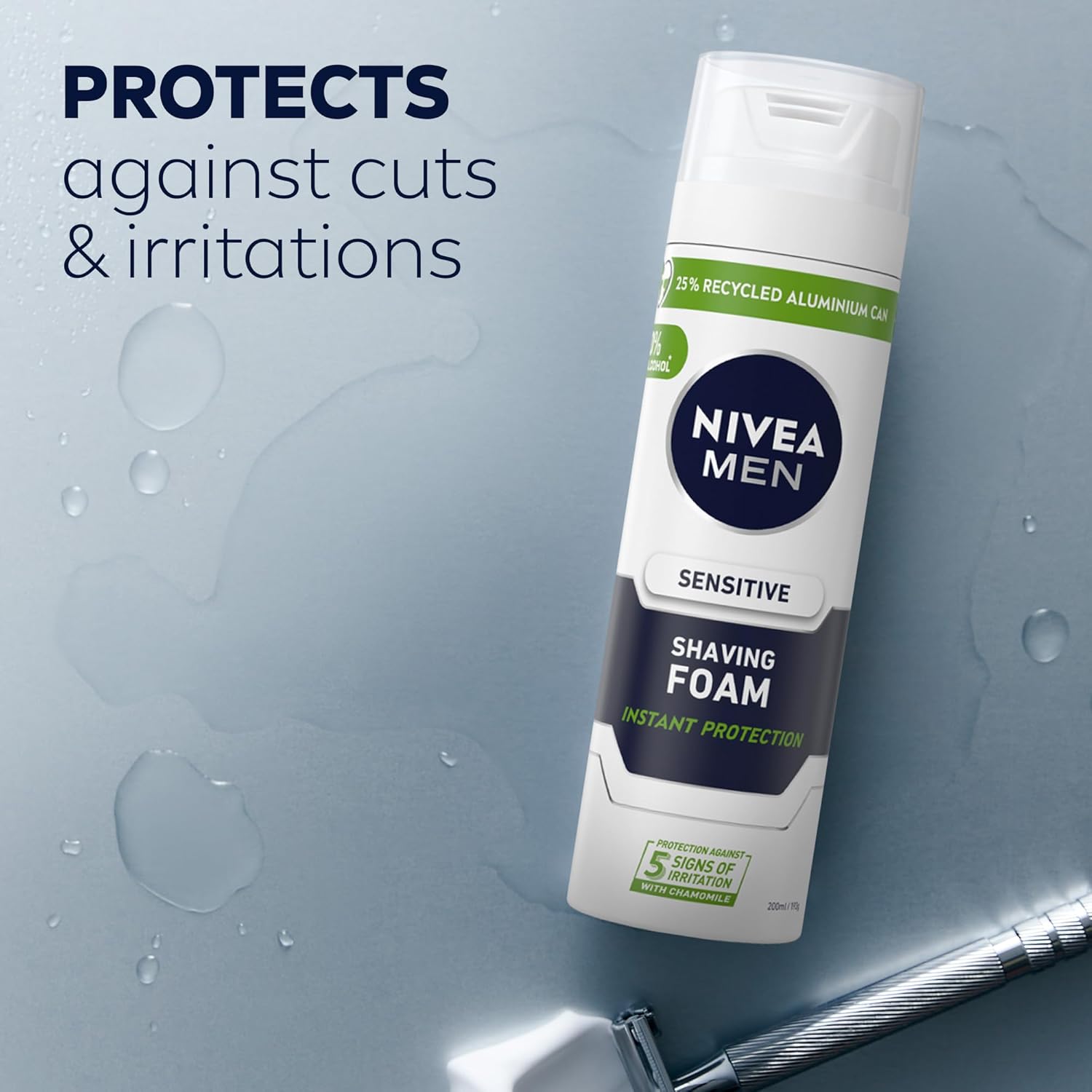 NIVEA MEN Shaving Foam For Sensitive Skin, 200 milliliters - Image 3