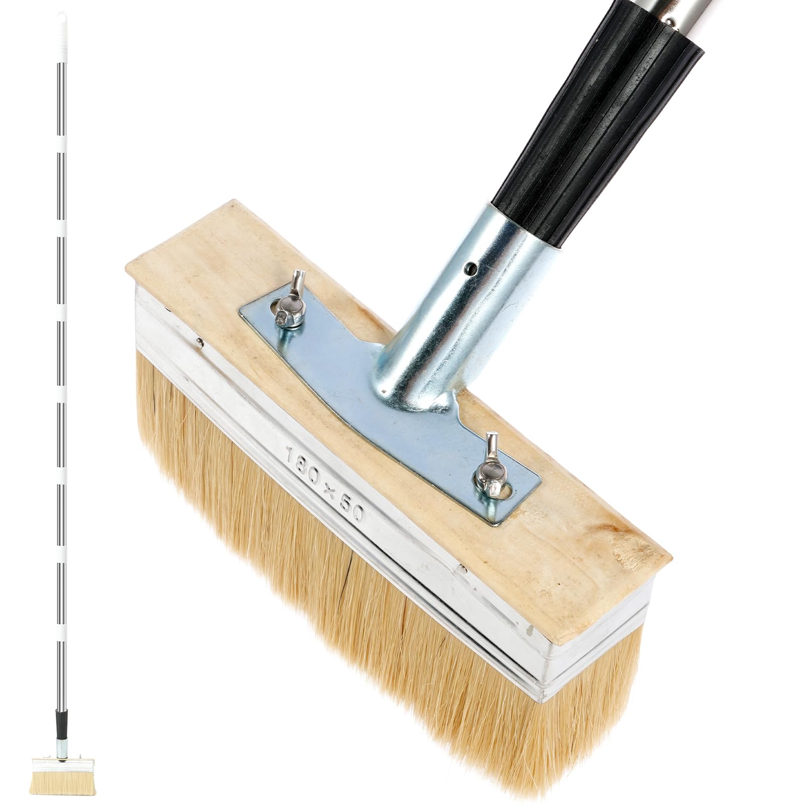 67‘’ Decking Paint Brush with Long Handle,6.8‘’Stainless Steel Extension Pole Deck Stain Applicator for Woodstains, Oils, Deck Coatings, Fence, Wall, Furniture (Brush head: 6.8 inch)