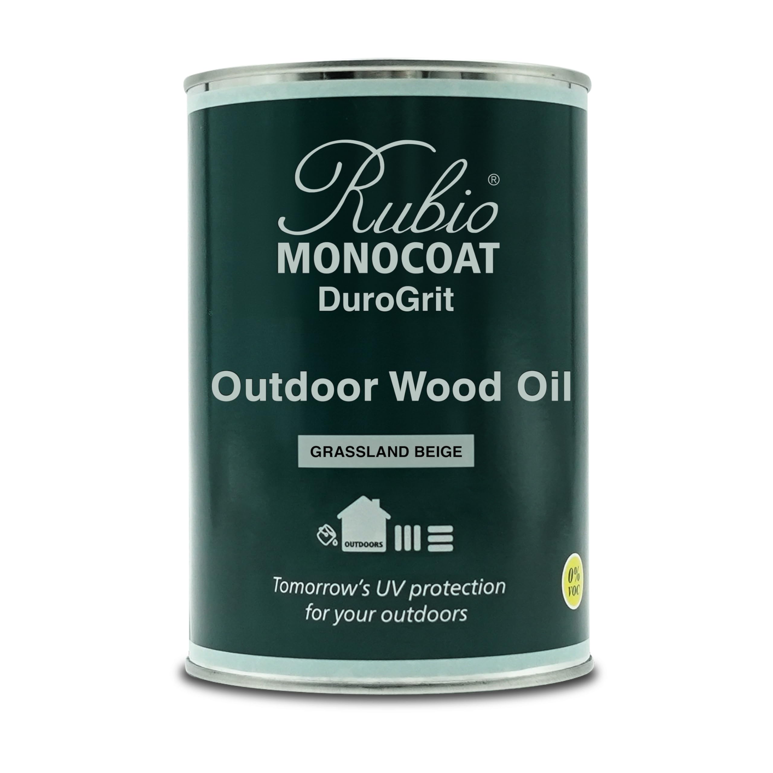 Rubio Monocoat DuroGrit Outdoor Wood Oil, Stain & Sealer - Grassland Beige | 1 Layer, UV Protection for Deck, Fence & Furniture | 0,5L