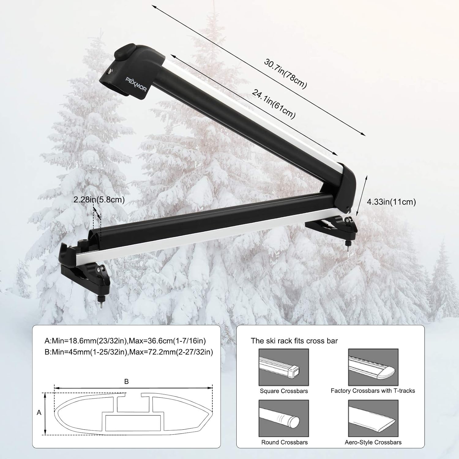 Bonnlo 31" Ski Snowboard Car Racks Fits 4 Pairs of Skis or 2 Snowboards, Aviation Aluminum Universal Lockable Ski Roof Carrier Fit Most Vehicles Equipped Cross Bars : Sports & Outdoors