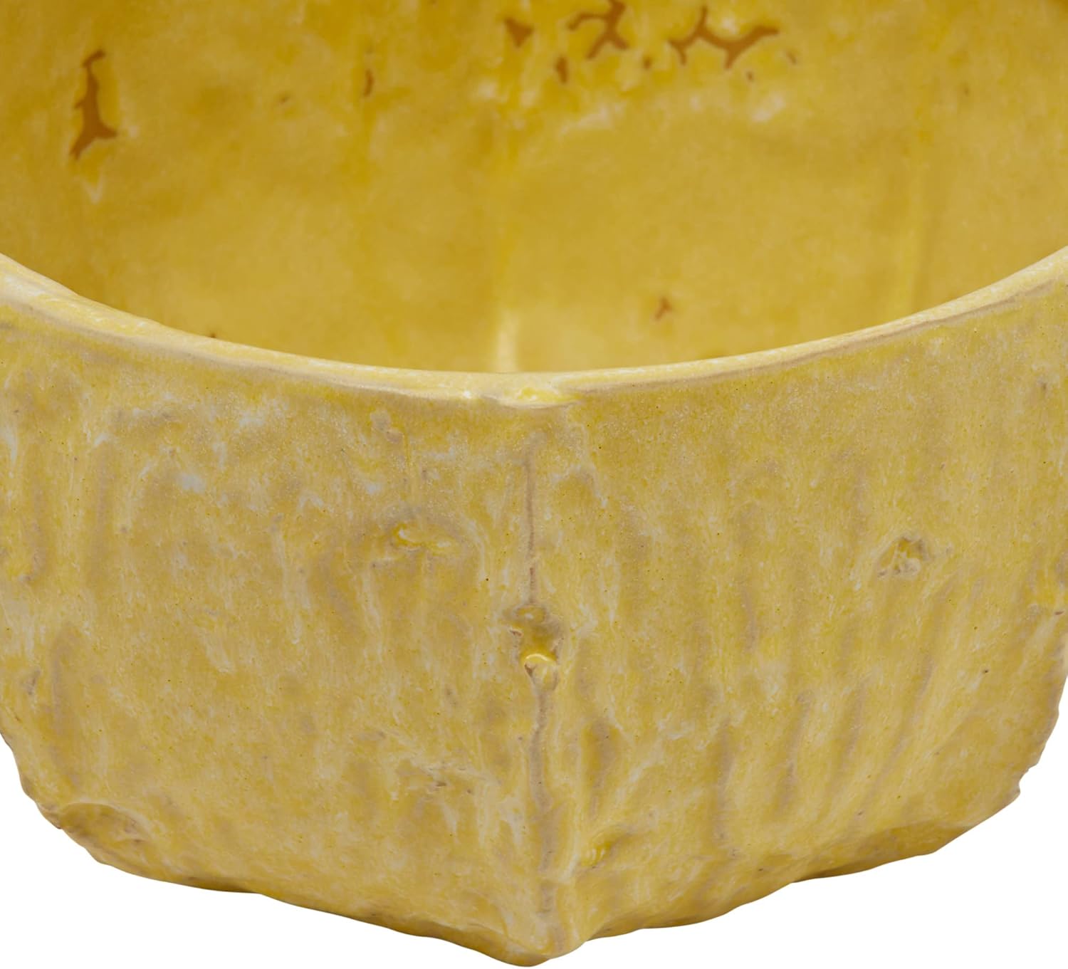 Creative Co-Op Stoneware Planter with Organically Shaped Detail, Yellow