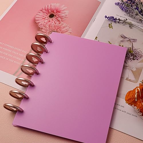 Miniatura 5 de Crapyt 13 discos planificadores de plástico para hojas sueltas para cuadernos, notas, discos de expansión de papel de 1.38 x 0.2 pulgadas, oro rosa