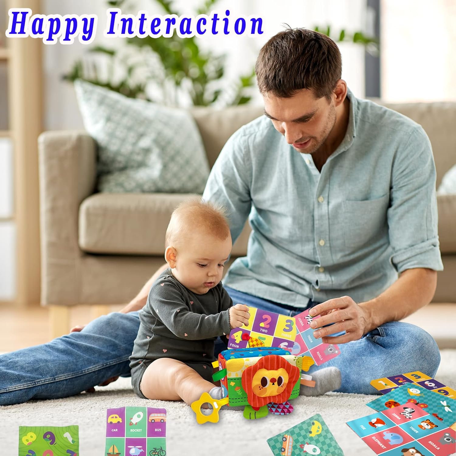 HONGID Baby Toys 6 to 12 Months - Baby Tissue Box Toy - Montessori Toys for Babies 6-12 Months, Soft Stuffed High Contrast Crinkle Infant Sensory Toys, Christmas Xmax Stocking Stuffers for Babies