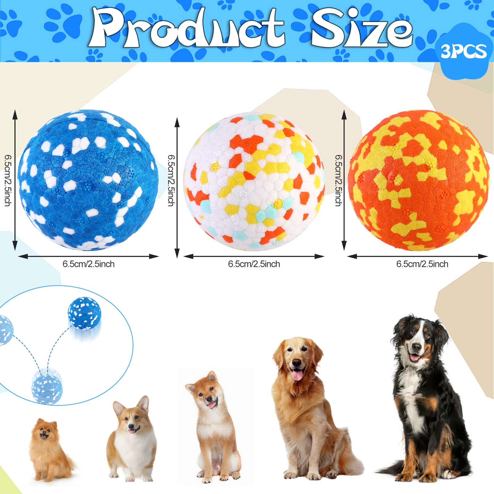 TOPJOWGA Giocattolo Palla-Frisbee Per Cane - Interattivo E Rimbalzante, Blu - Foto 5