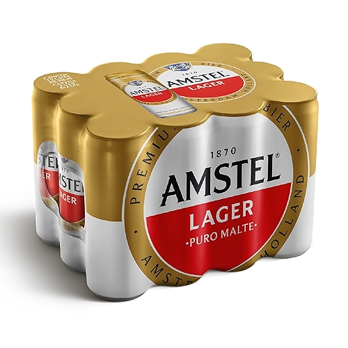 Amstel Cerveja Lager Puro Malte, Lata 350ml, Pack 12 Unidades