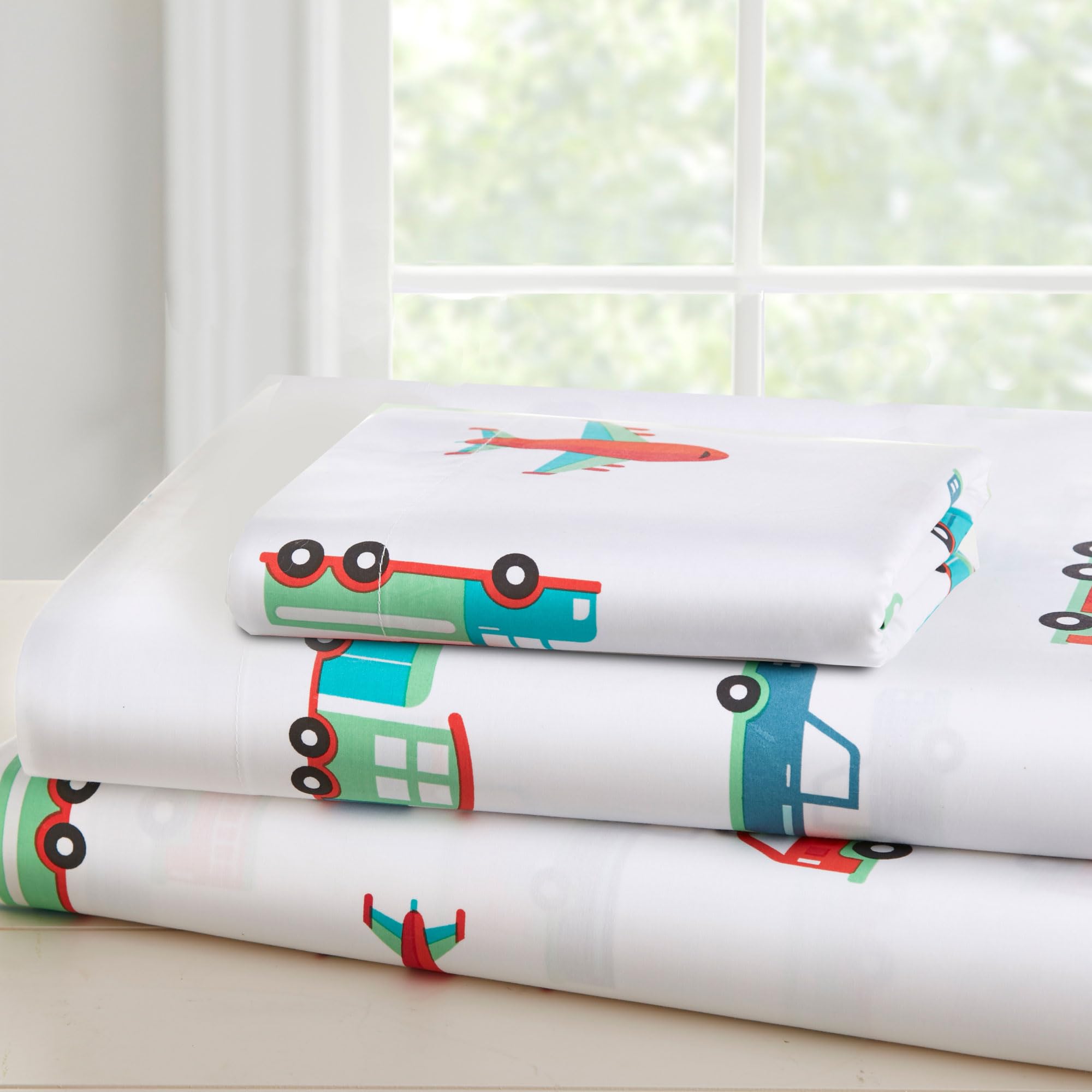 Parure de lit pour tout-petits garçons et filles drap-housse taie d'oreiller coton transport