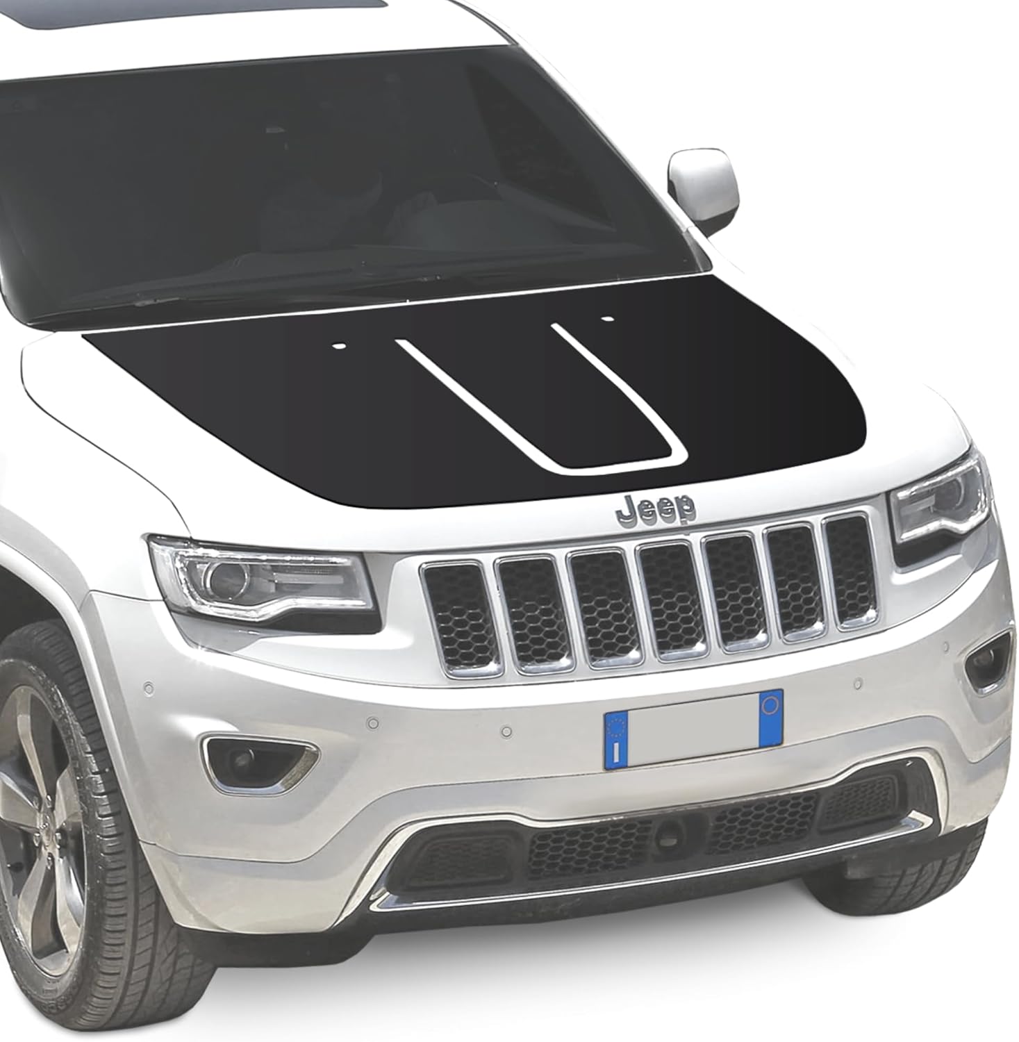 Hood Blackout Decal Racing Stripes Compatible with Jeep Grand Cherokee 2011-2020 Vinyl Decals Stickers Years 2011-2020 Vinyl Modified Stripe Exterior Decal (Style#1, Matte Black)