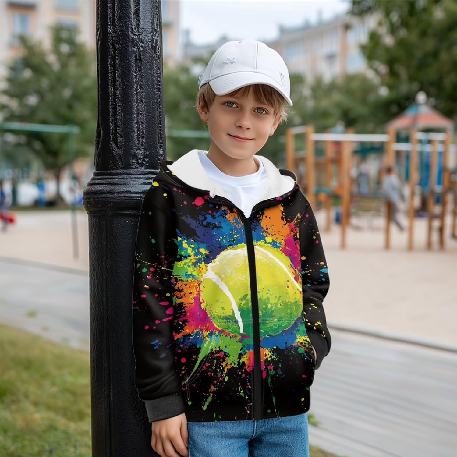 Big Kids Zip Up Hoodie with Pockets Hooded Sweatshirt for Boys Girls Warm Sweatshirt Hoodie for Fall Winter