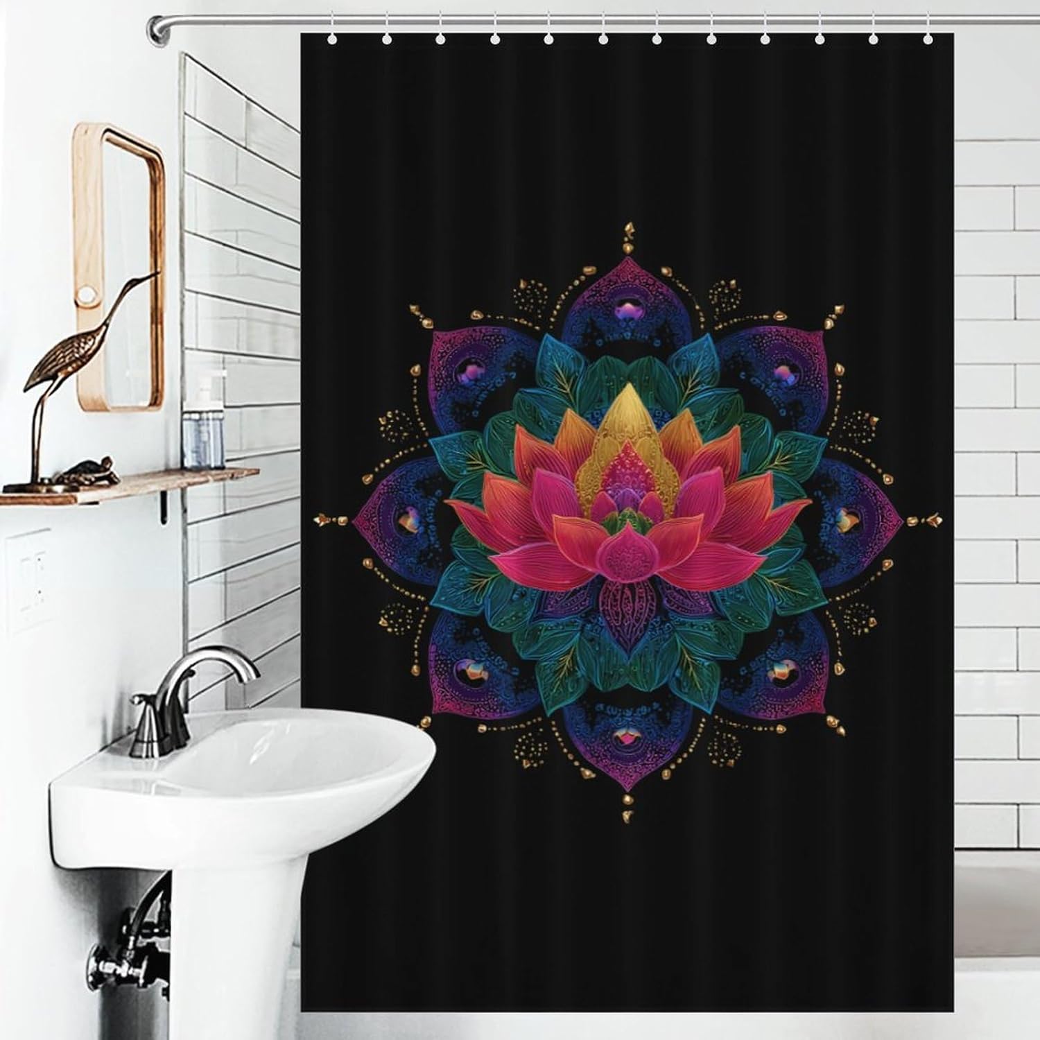 Colorful Mandala Shower Curtain 46.85x70.87Inch（119x180cm） Polyester Bath Curtain Shower Curtains Printed Decorative