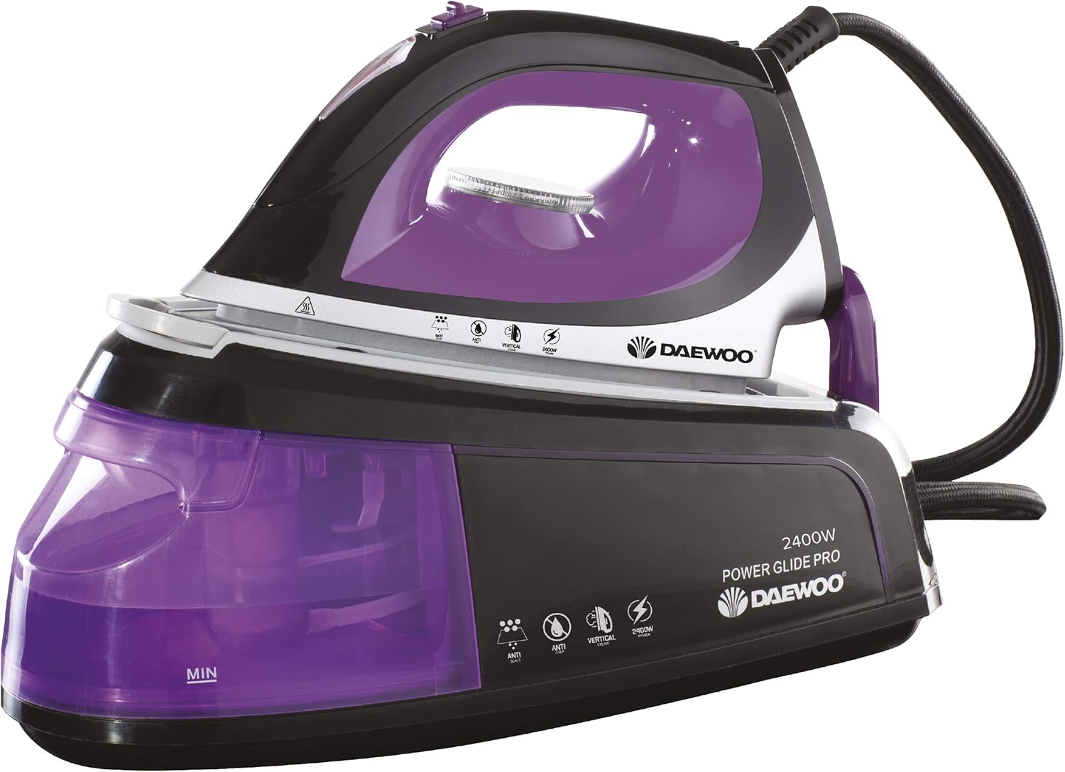 Daewoo 2400W 1.2L Steam Station Iron, Large Detachable 1.2L Water Tank