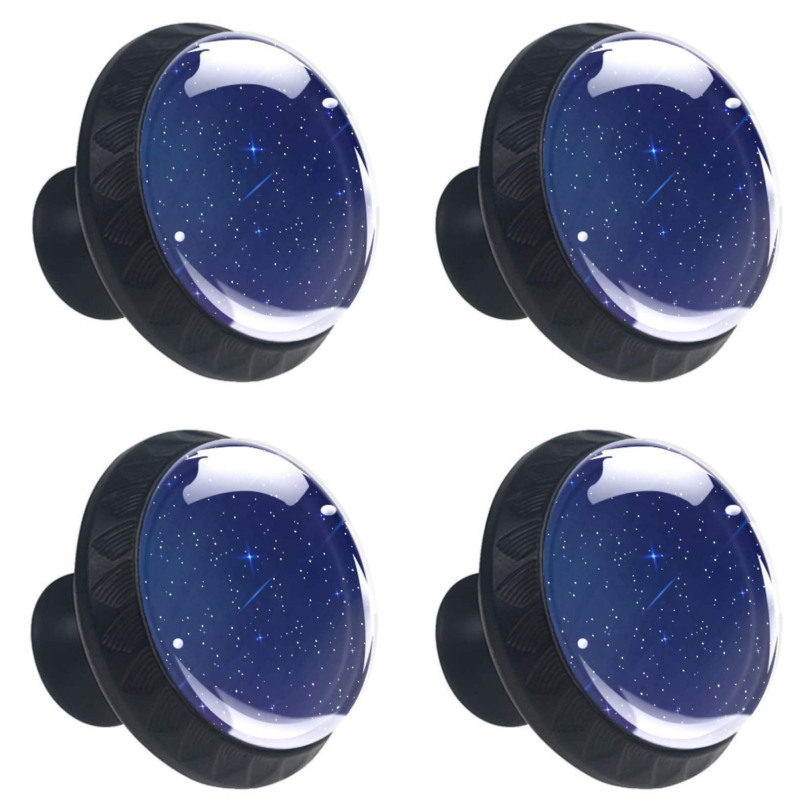 Boutons de meuble ronds galaxie en verre 30mm pour tiroir et cuisine (Lot de 4)
