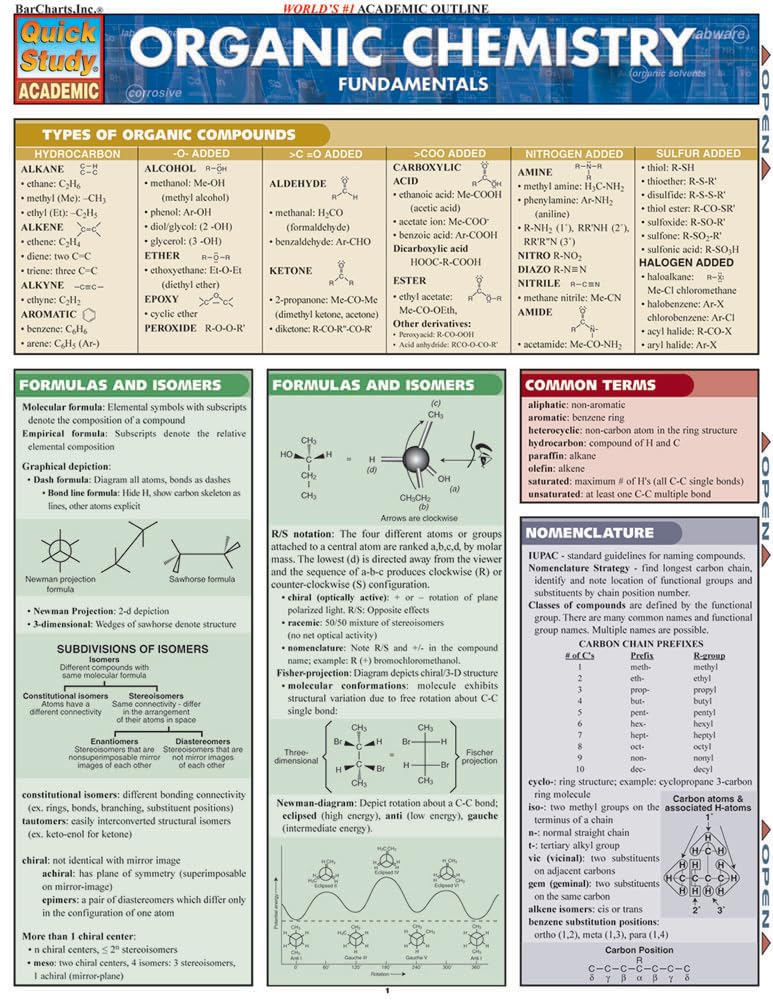 Organic Chemistry Fundamentals (Quick Study Academic) Pamphlet – 31 Dec. 2015