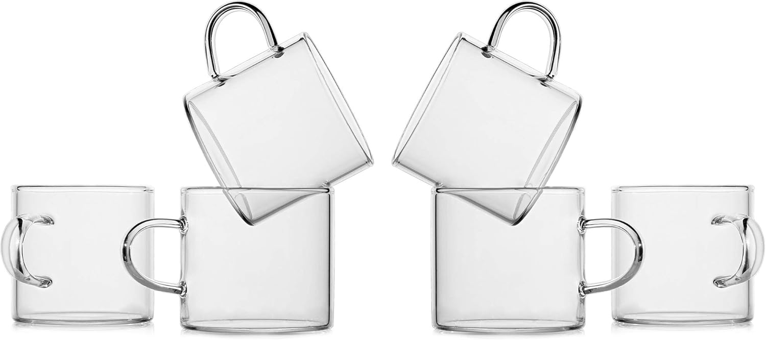 LUXU Glass Espresso Cups Set of 6, Demitasse Coffee Mugs
