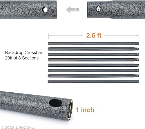 Miniatura 8 de LINCO Soporte de fondo para fiestas, 9 x 20 pies, kit de fondo de estudio de video resistente 4166 para bodas, fiestas, sesión de fotos