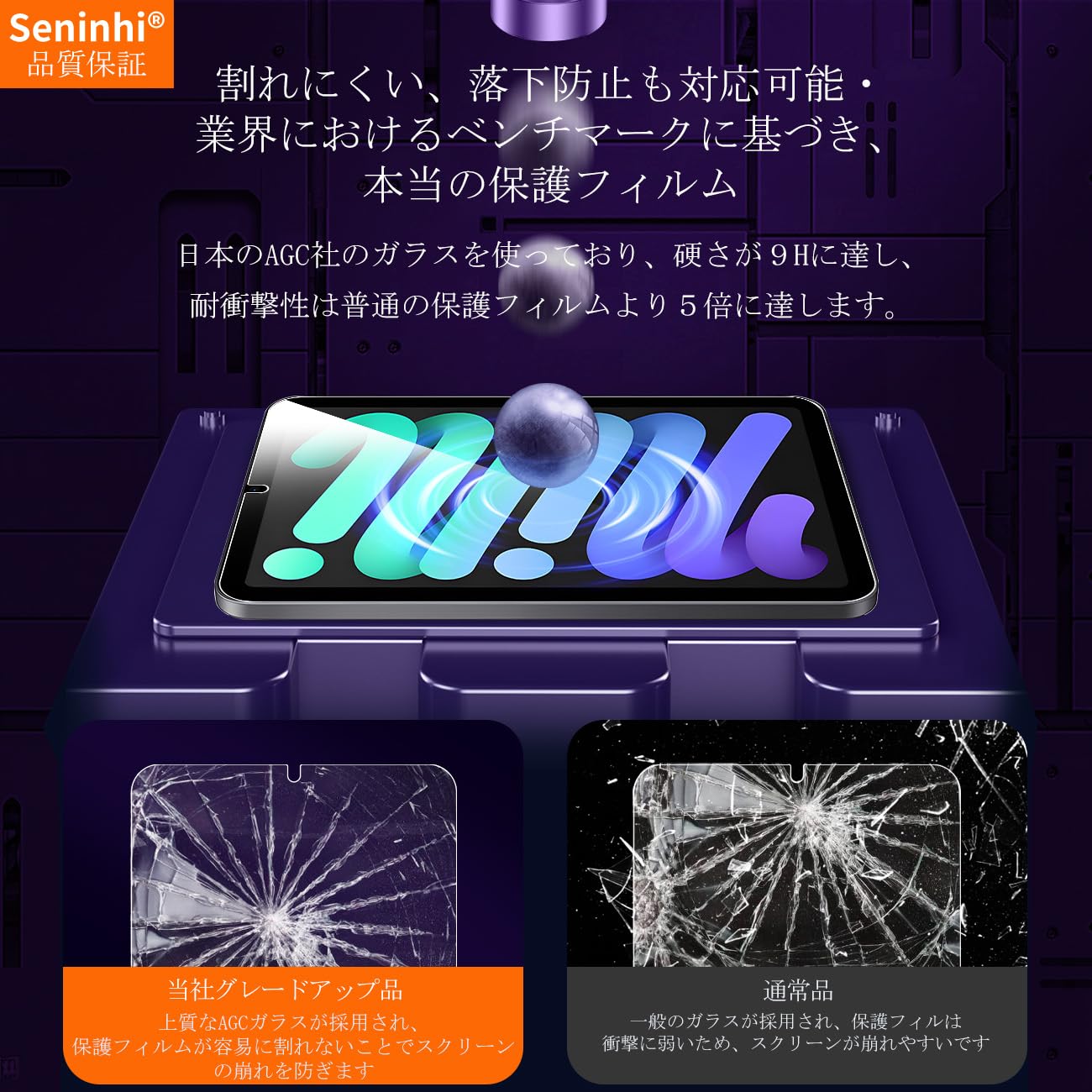 Amazon | 対応 iPad mini 7 / mini 6 ガラスフィルム ガイド枠付き 【2