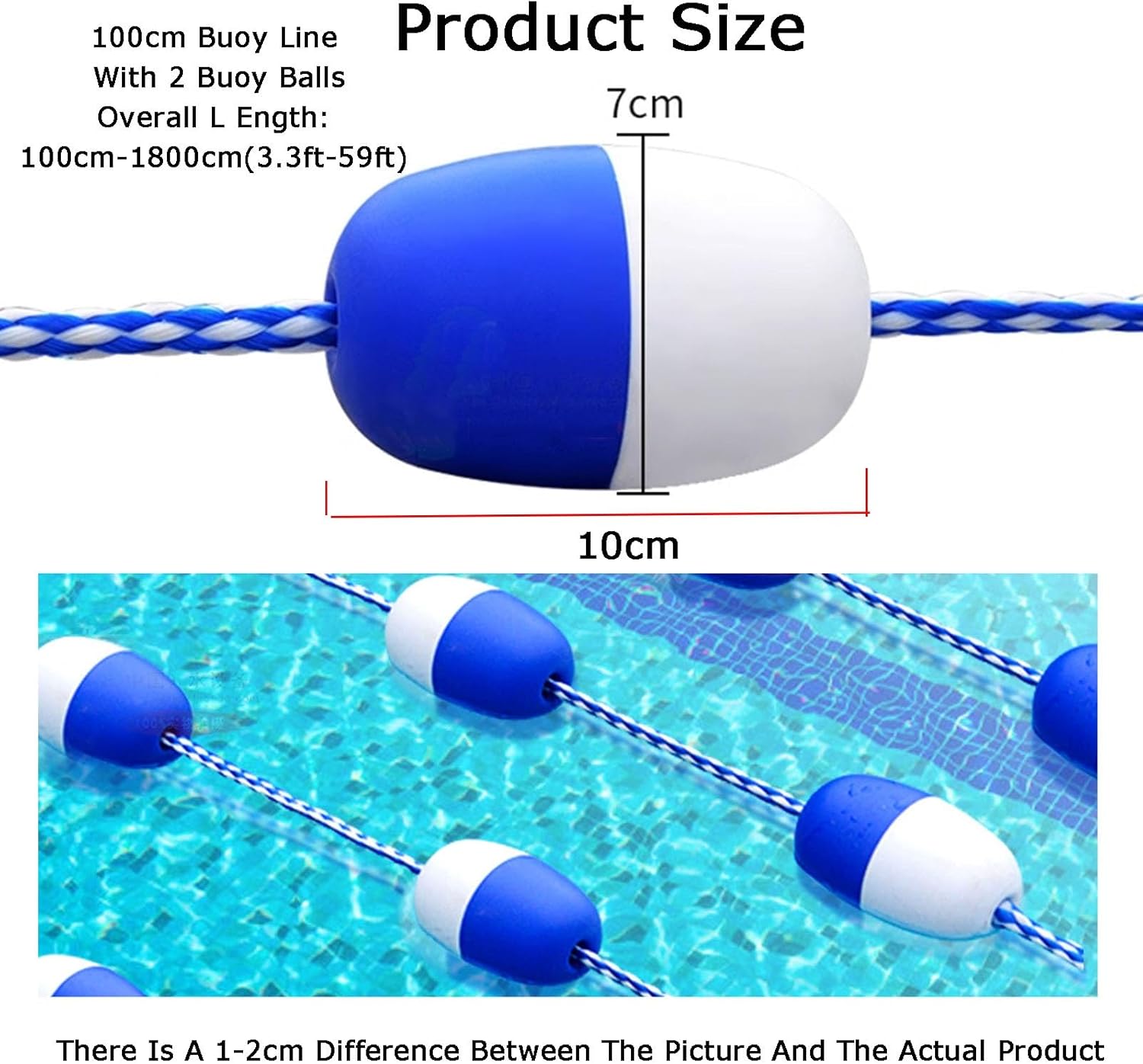 Floating Pool Safety Divider, 900cm Lane Rope Accessory for Shallow Beaches, Adjustable Floating Line Pool Barrier, Ideal for Safe Swimming & Water Play