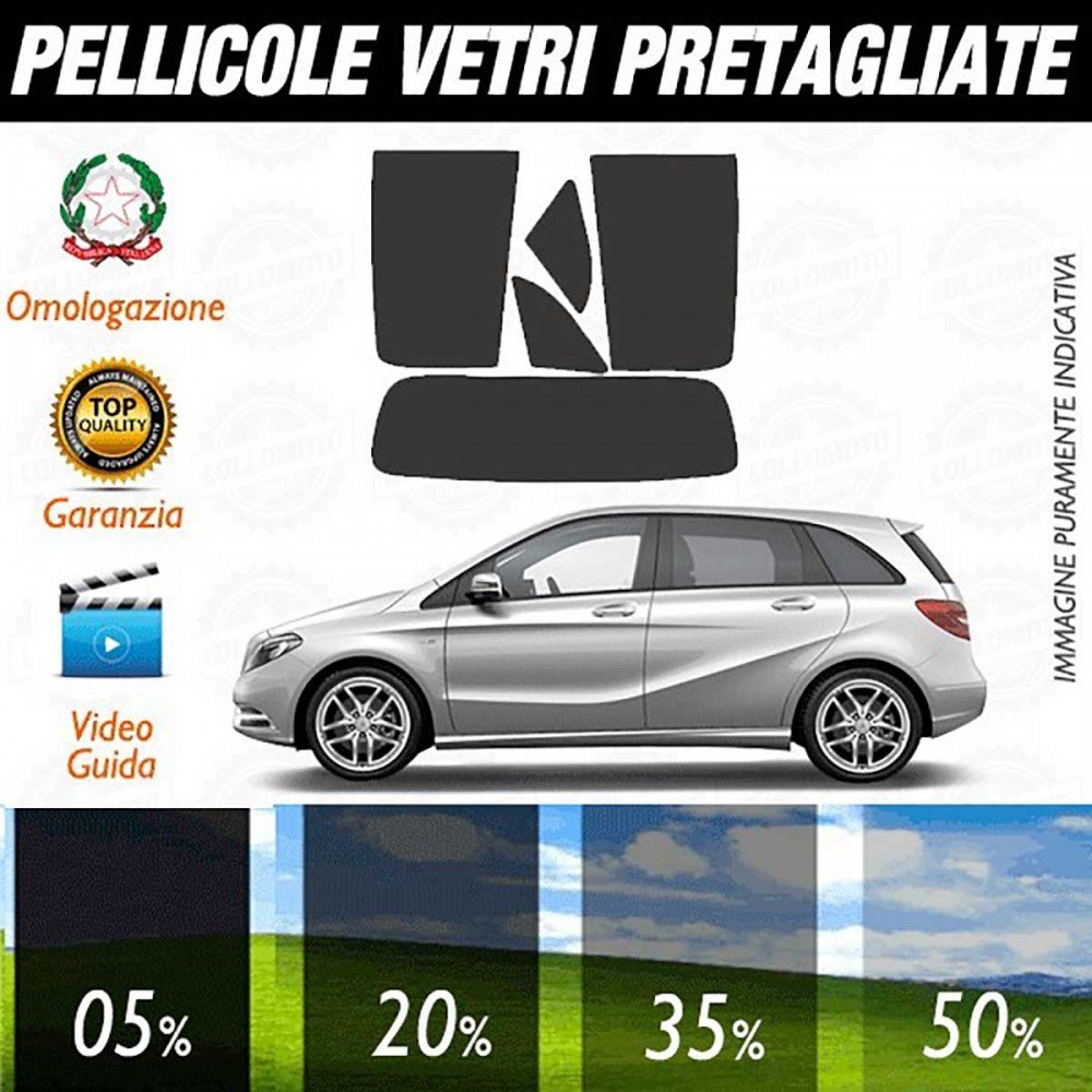 Mercedes Classe B dal 2012 al 2018 Pellicole Oscuramento Vetri Auto Pre Tagliate a Misura - 20%