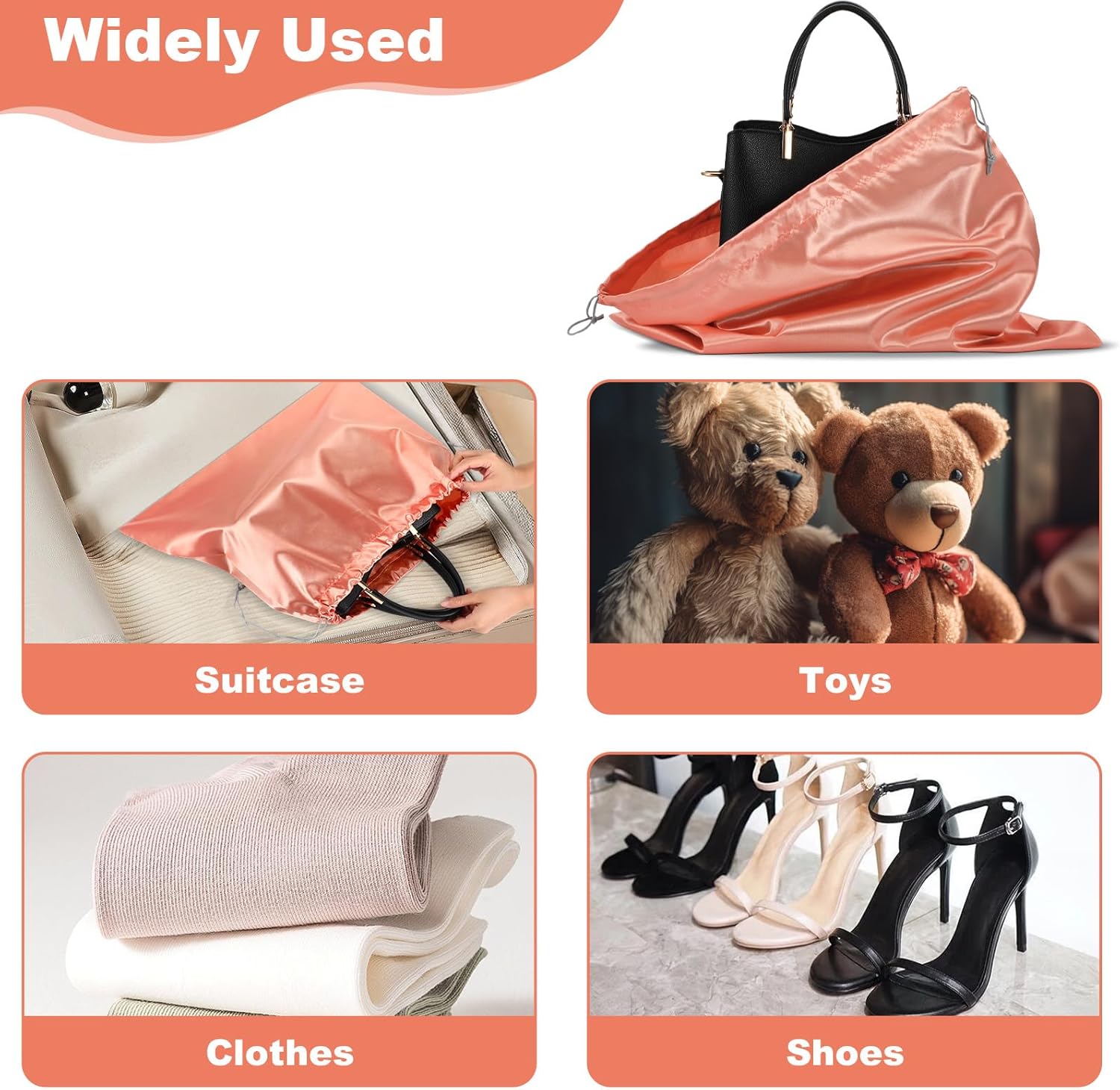 12 Pack Dust Bags for Handbags Travel Storage Purse with Drawstring Silk Dustproof Covers for Purses, Shoes, Boots (Champagne Gold, 19.6 × 15.7 Inches) - Image 7