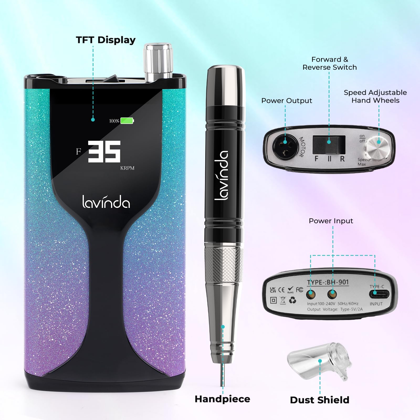Amazon.com: Lavinda Professional Nail Drill Machine, Cordless  display picture 1