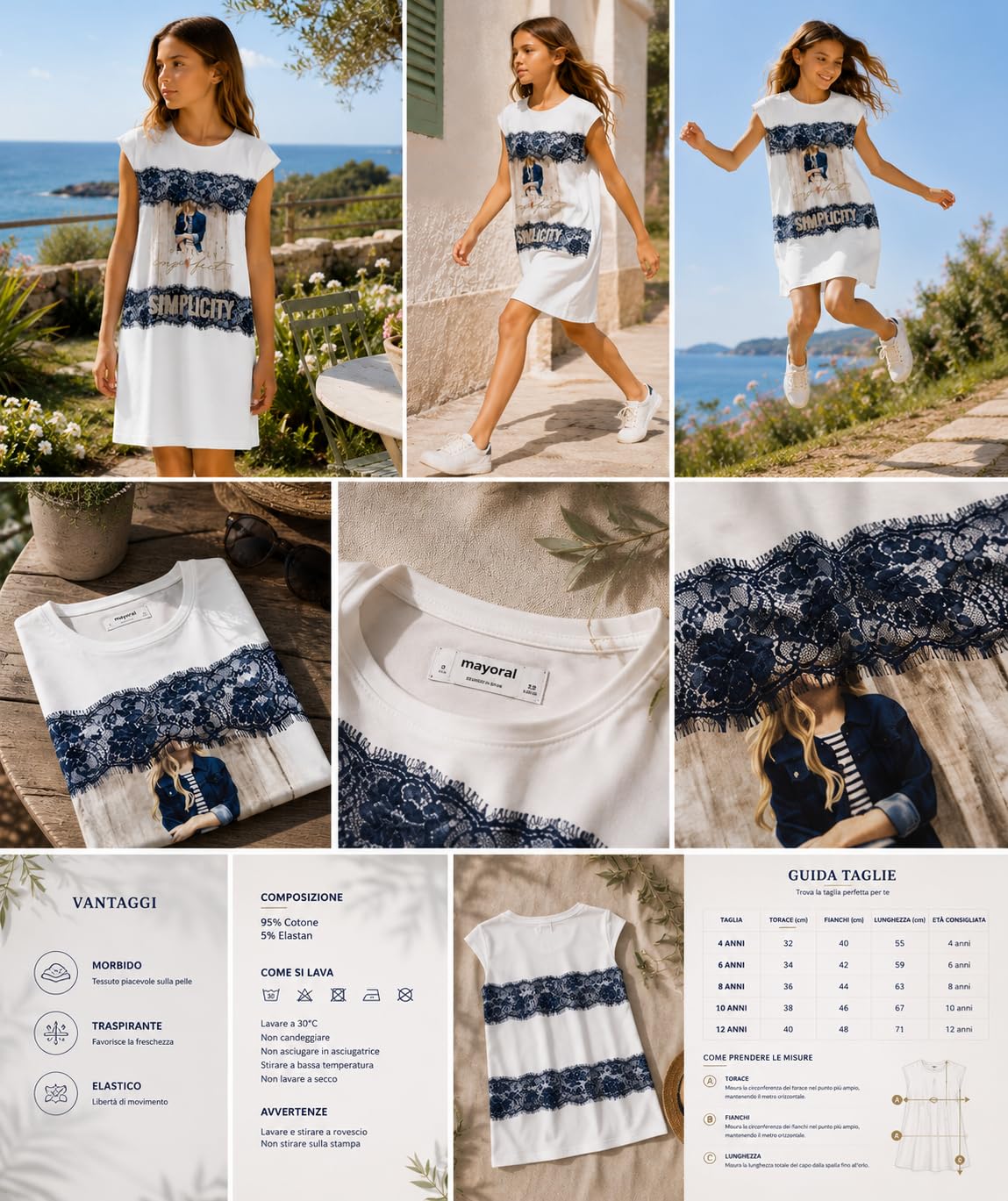 Mayoral Vestito Bambina Elegante Estivo 10-16 Anni – Abito Ragazza Cerimonia Casual Chic Floreale Moderno Fashion Premium