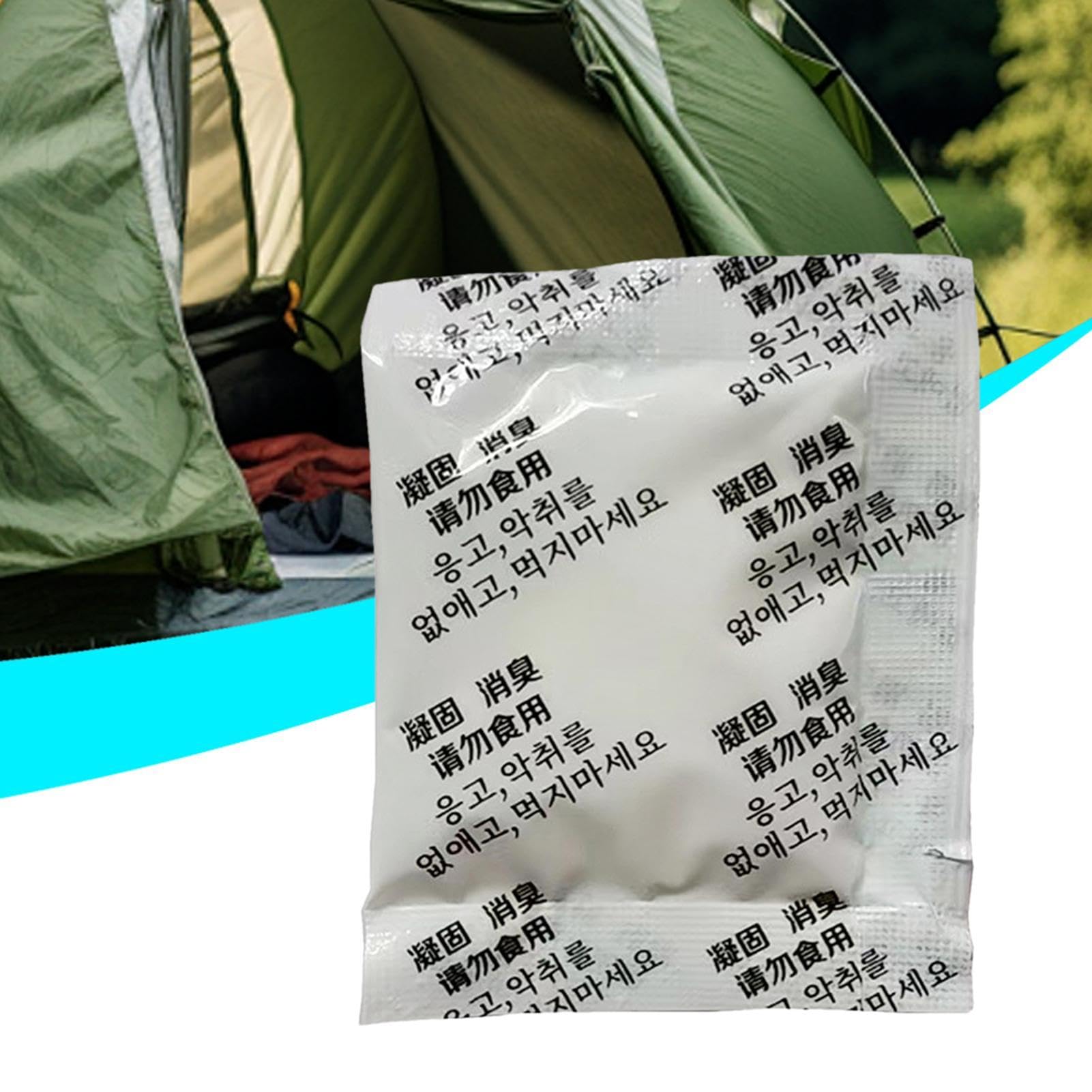Polvo absorbente de , 20 x 20 x 6 cm, paquete de 100 unidades de gel coagulante de , fuerte absorción de agua, a prueba de fugas, súper absorbente para inodoro, senderismo,