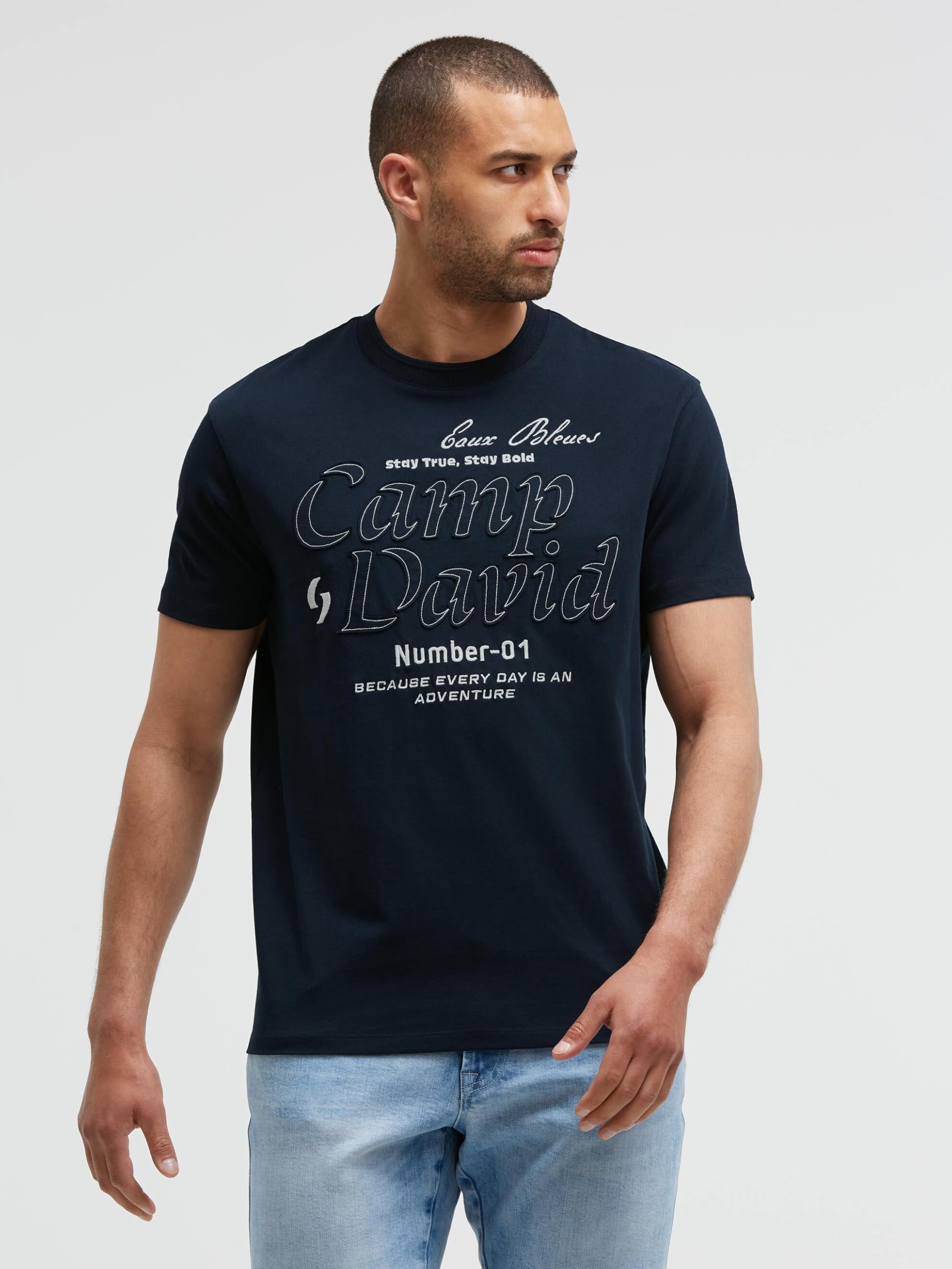 Camp David Maglietta da uomo Relaxed Fit con logo ricamato