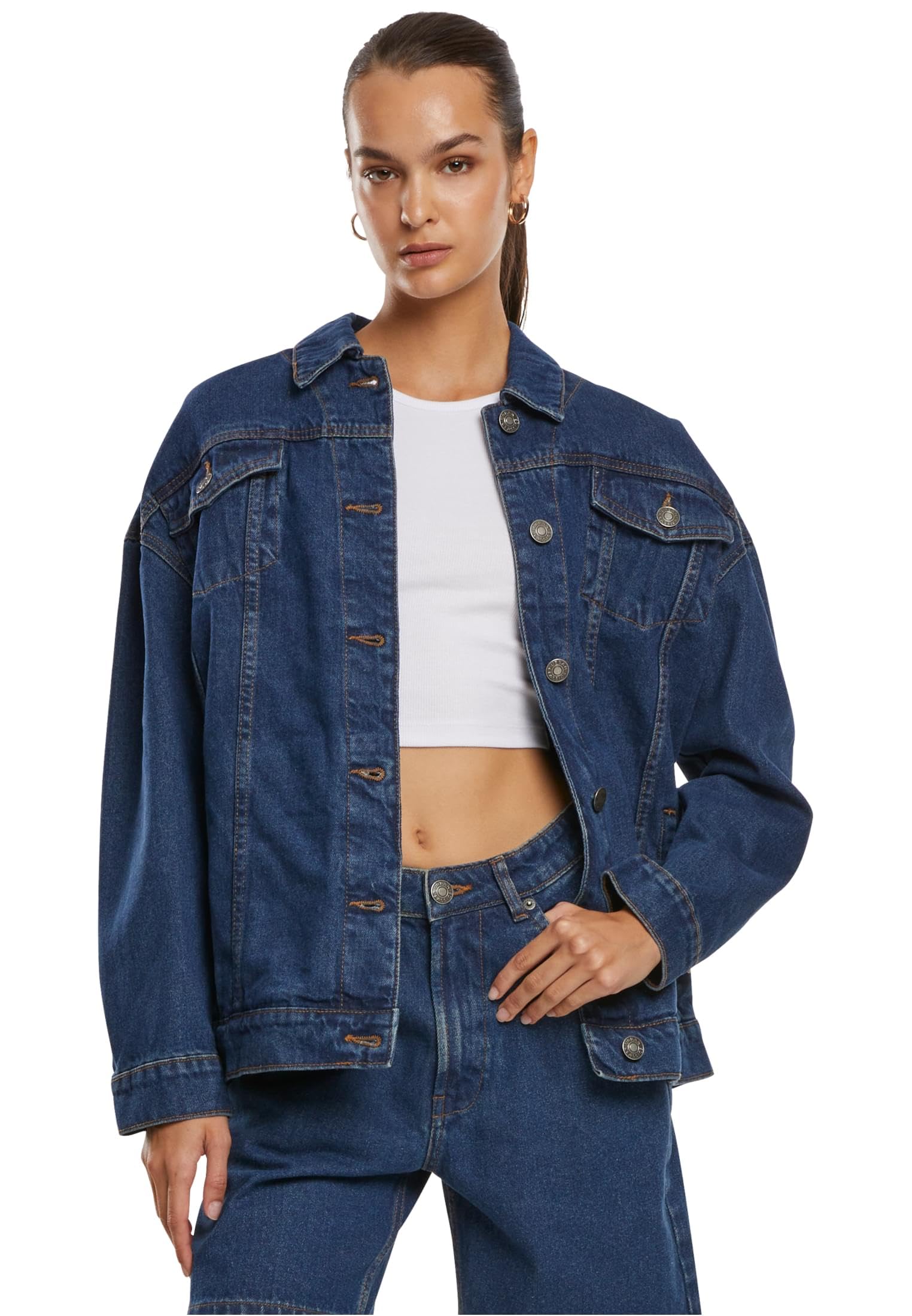 Urban Classics Damesjas, Mid Indigo Washed., 4XL