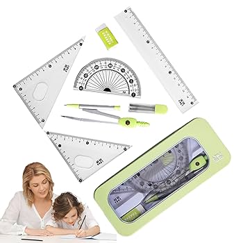 図面コンパス 製図ツール ジオメトリコンパス 多機能セット 三角
