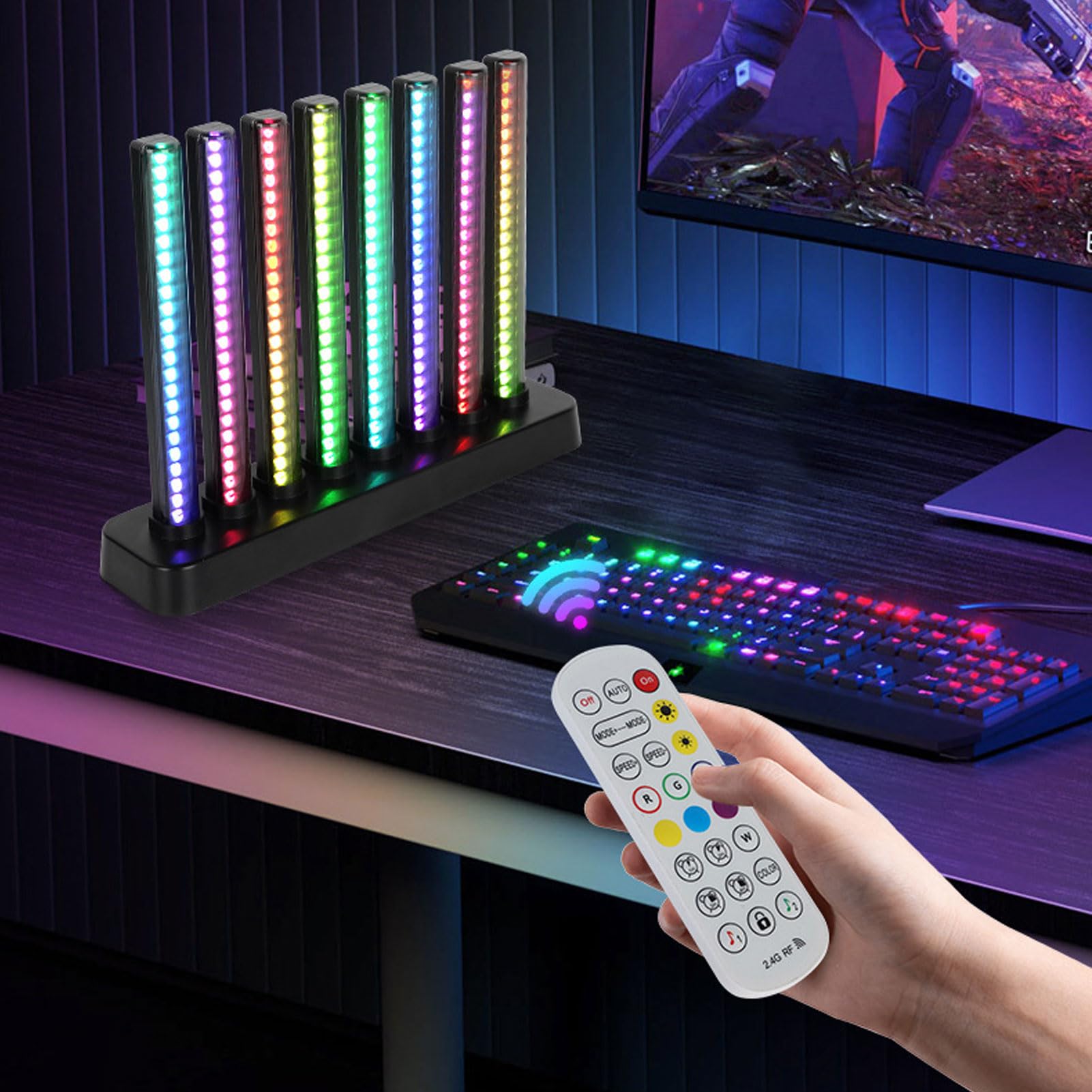 Dpofirs Visualizzatore di Musica Audio, Analizzatore di Spettro di Rilevamento del Suono, Luce Ambientale RGB a Tubo Vintage, per Musicisti e Appassionati di Audio