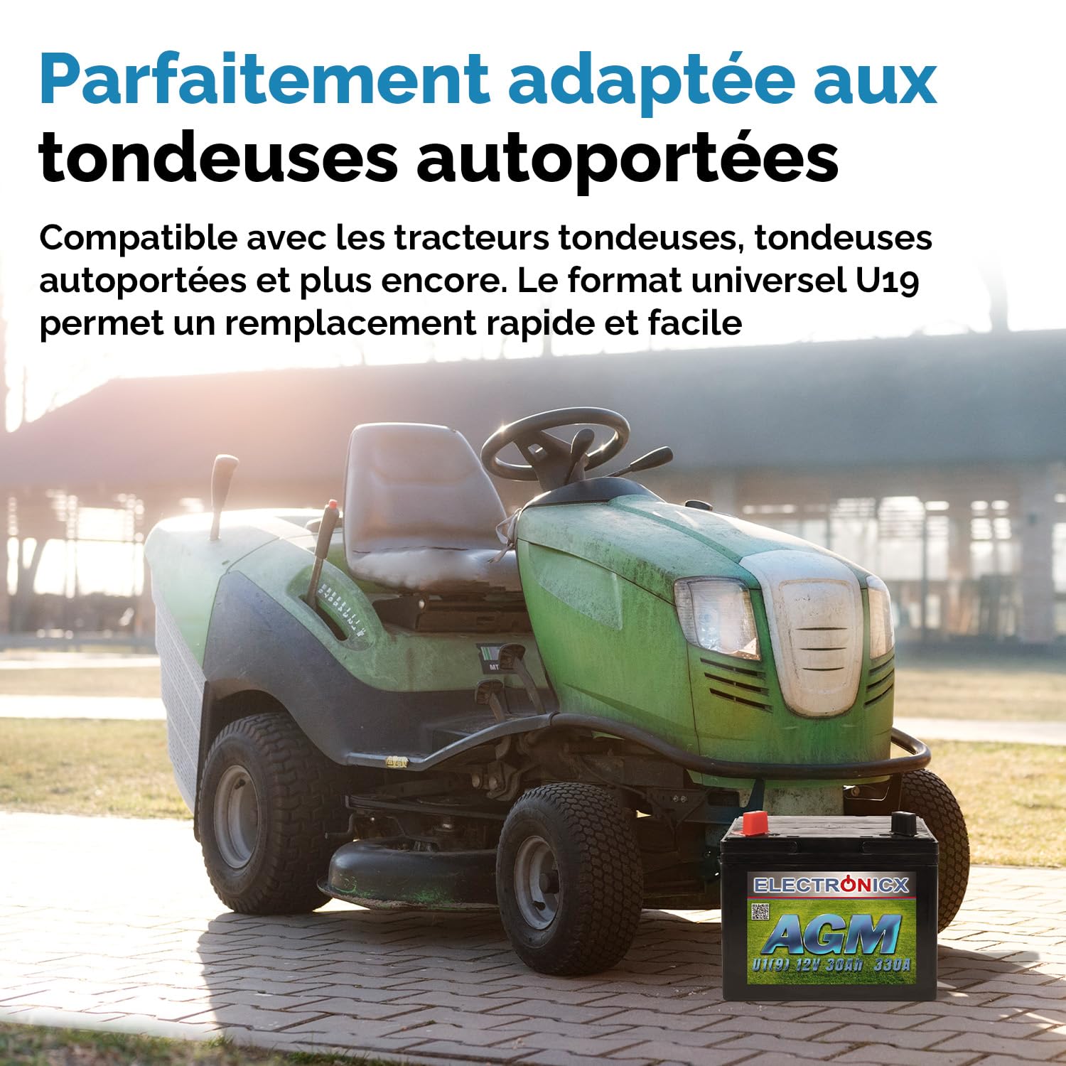 Batterie 30Ah AGM Premium pour Tondeuse et Tracteur - Compatible Batterie Tondeuse Autoportée Idéale 30 Ah Tondeuse MTD, Briggs et Stratton Plus U19
