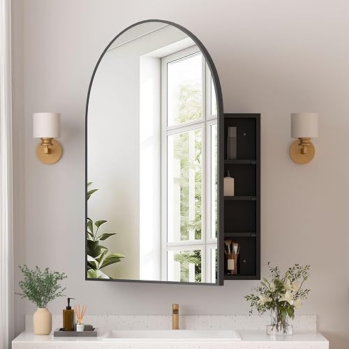 Medicine Cabinets for Bathroom, Black Arched Medicine Cabinet Recessed or