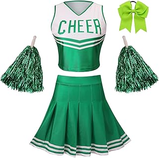 Teenagers & Womens Cheerleader Costume Halloween Party Cute Cheer Outfit Crop Top